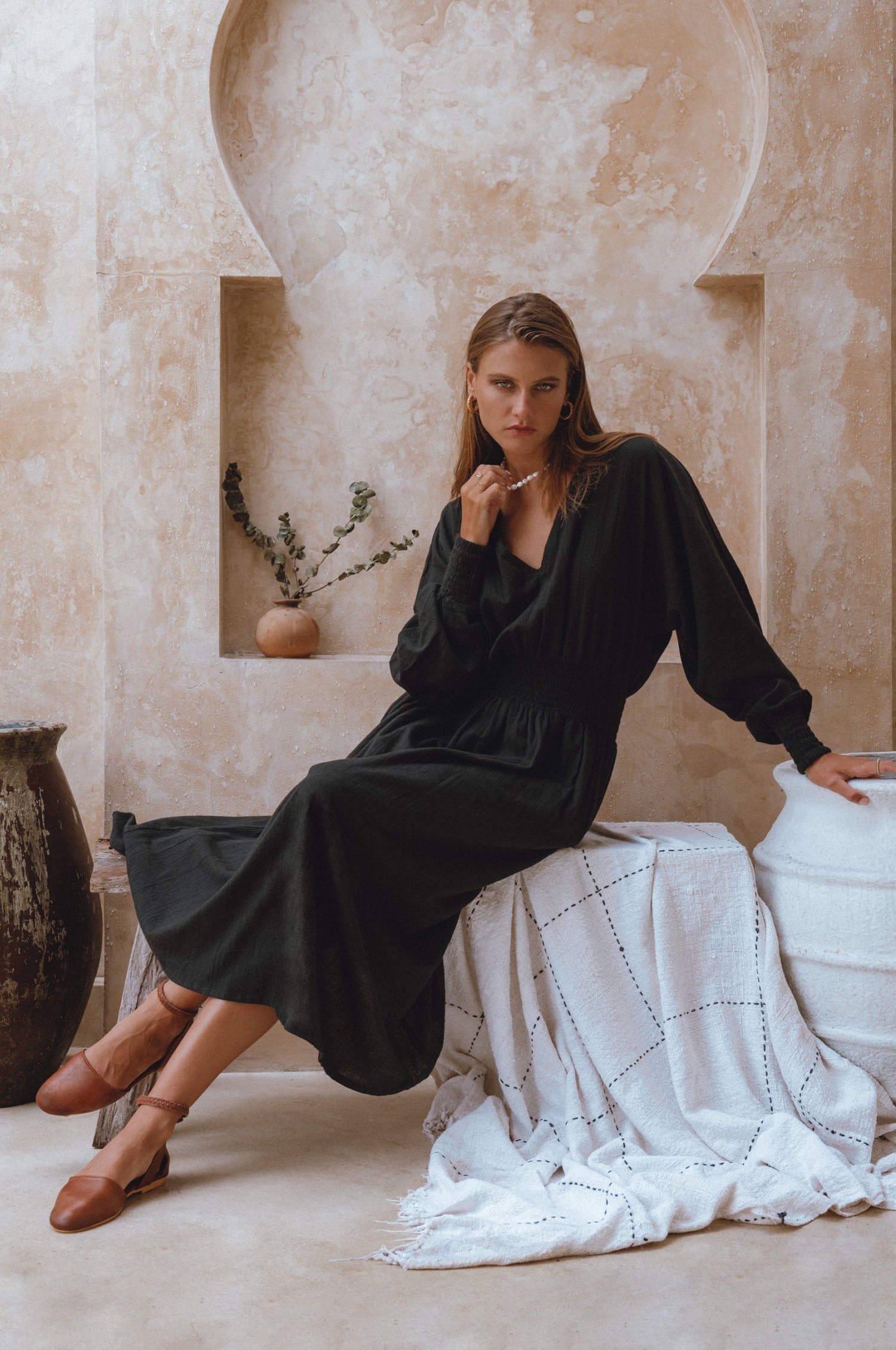 Carla Long Sleeve Linen Dress