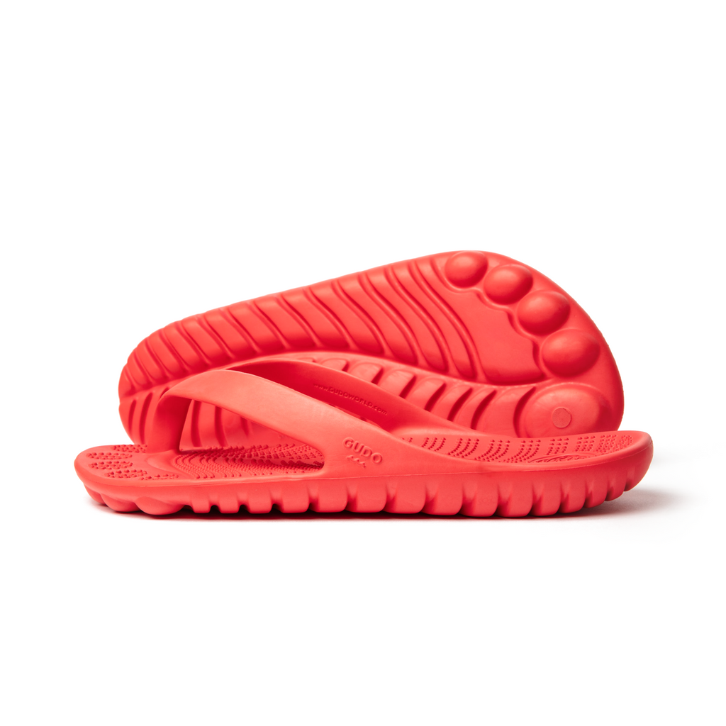 Fire Red Flip-Flops + Drybag by GUDO WORLD