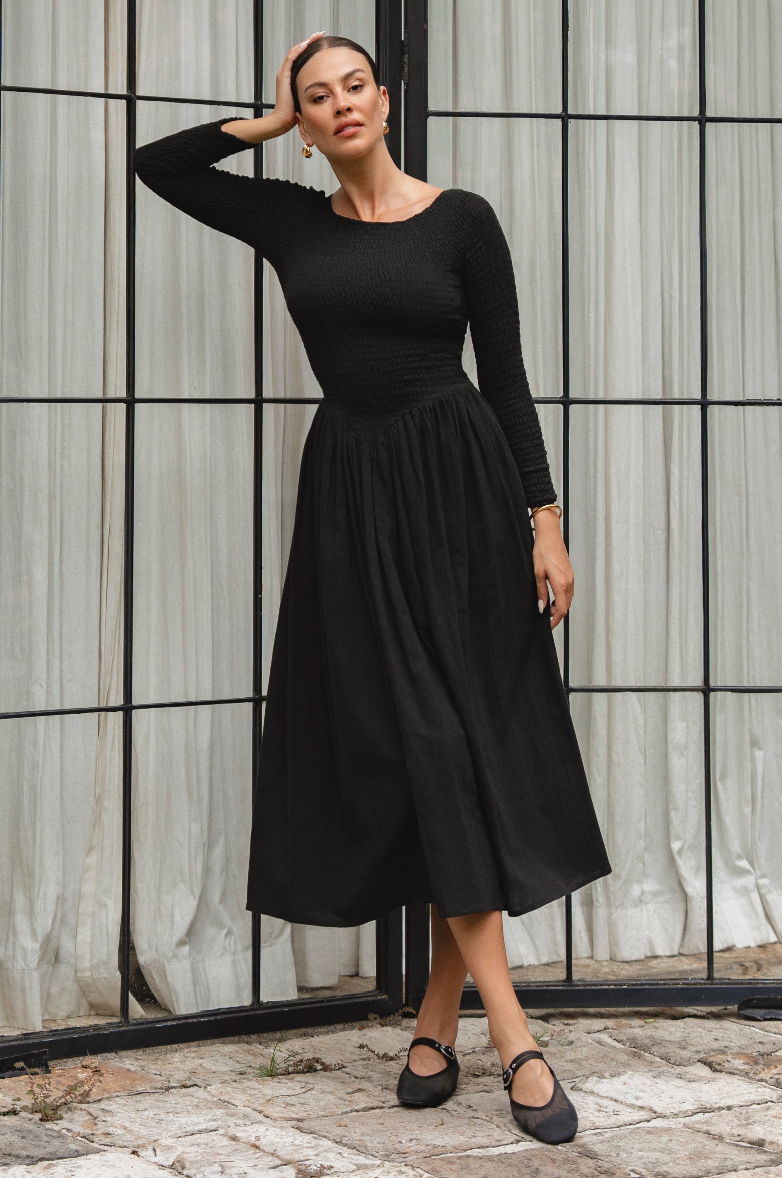 Chantilly Long Sleeve Smocked Dress