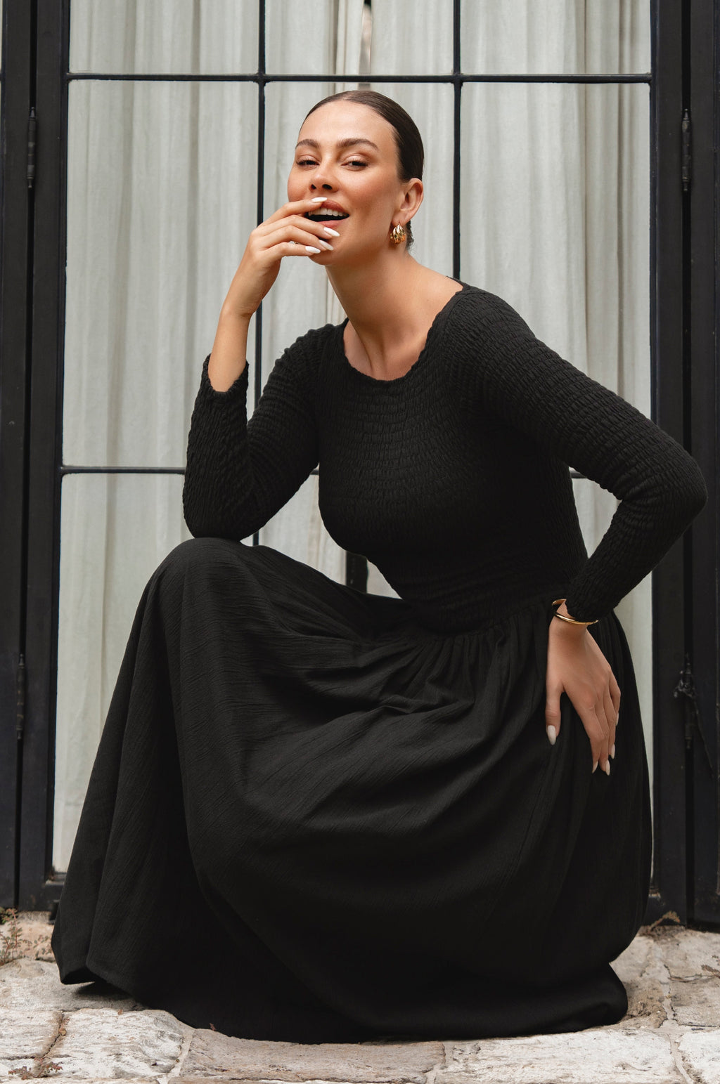 Chantilly Long Sleeve Smocked Dress