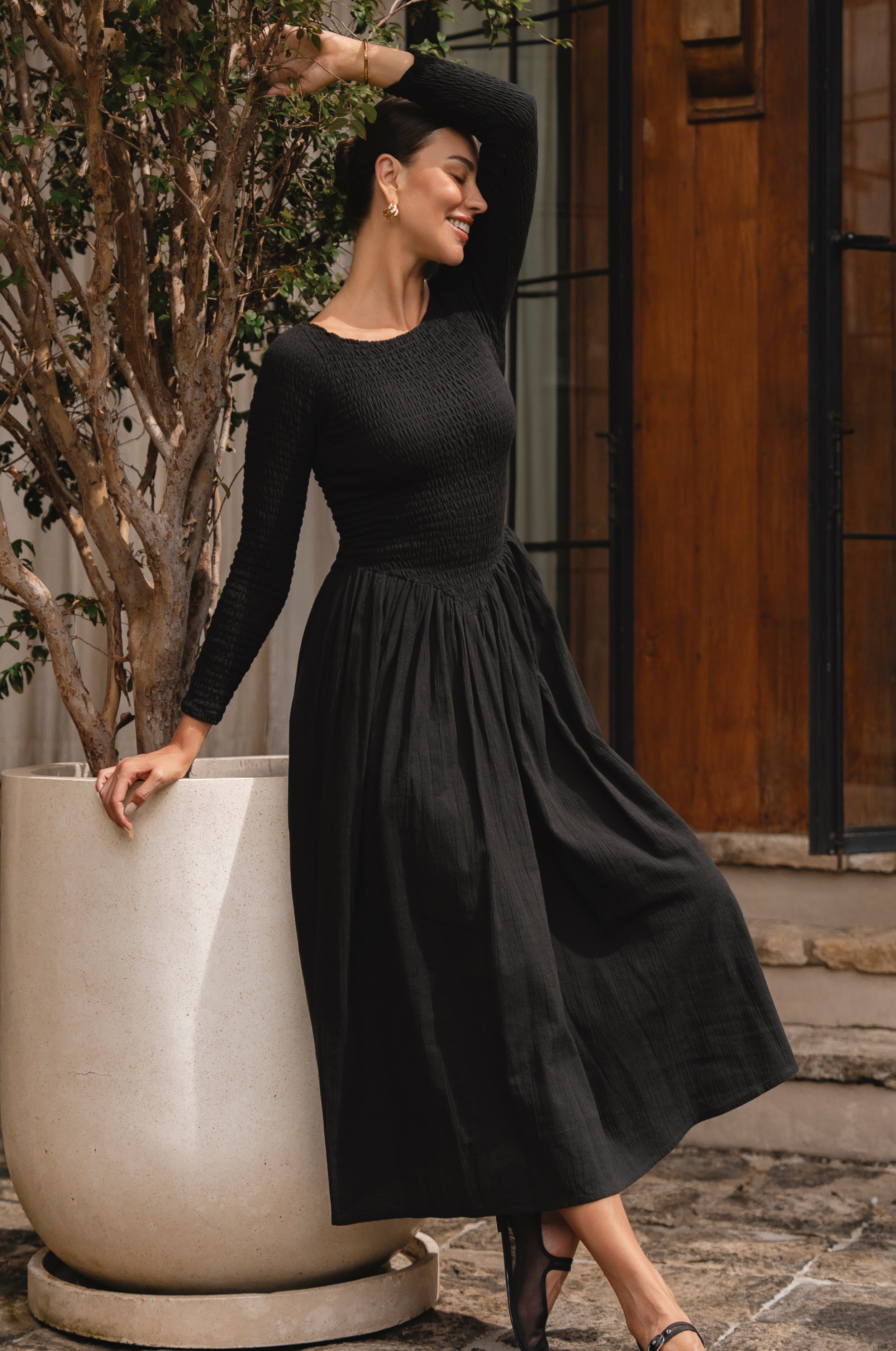 Chantilly Long Sleeve Smocked Dress