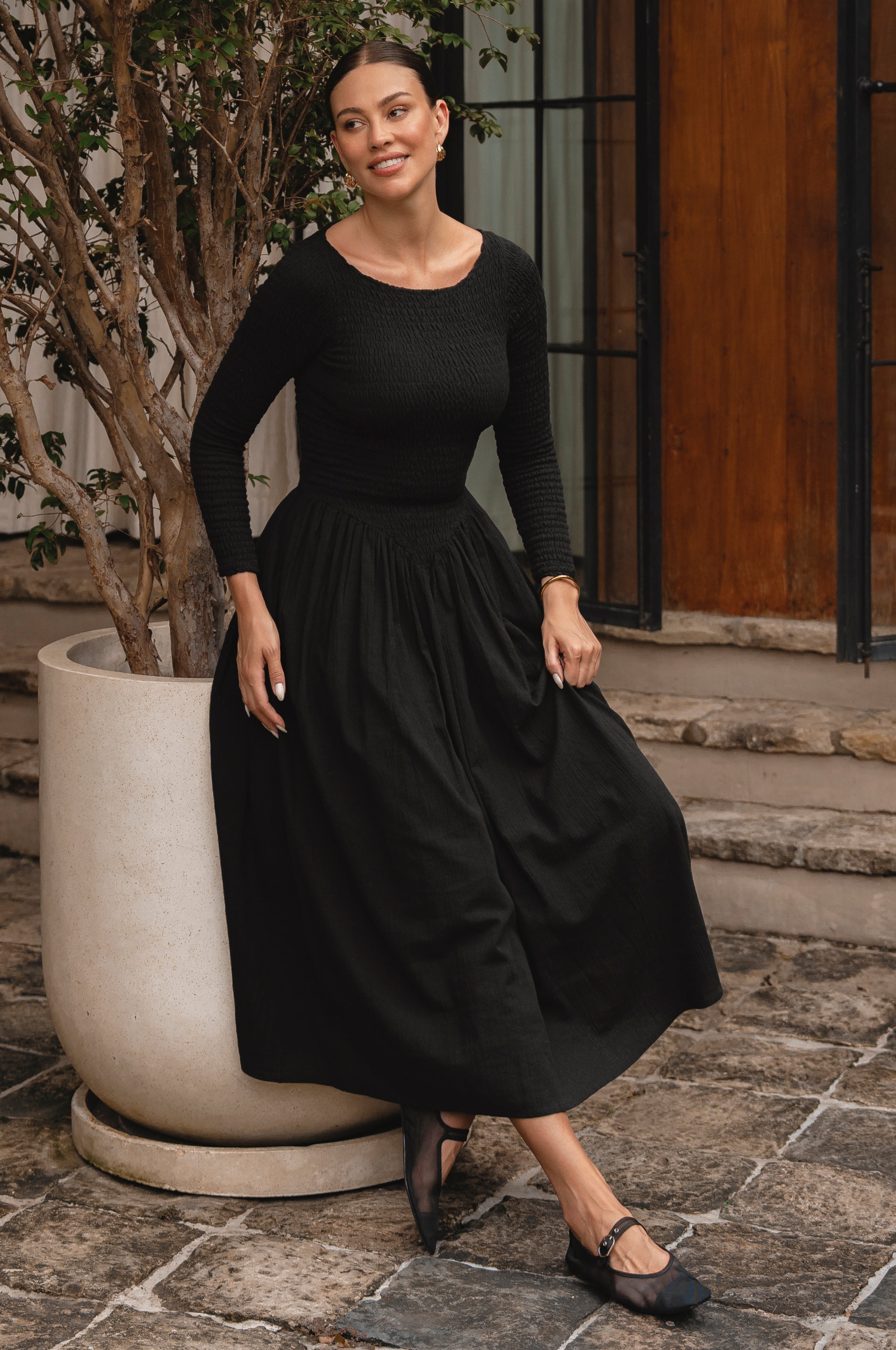 Chantilly Long Sleeve Smocked Dress