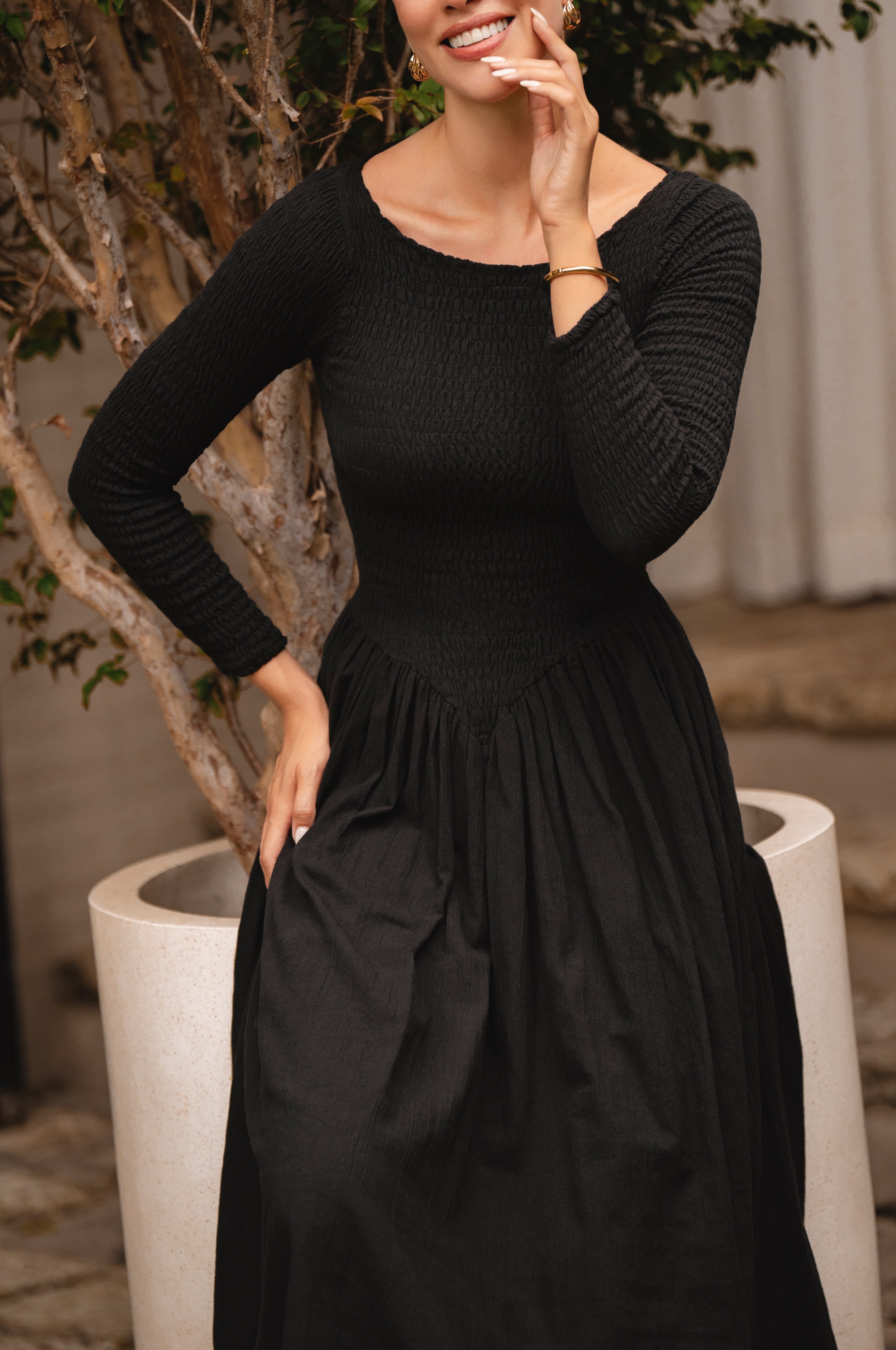 Chantilly Long Sleeve Smocked Dress