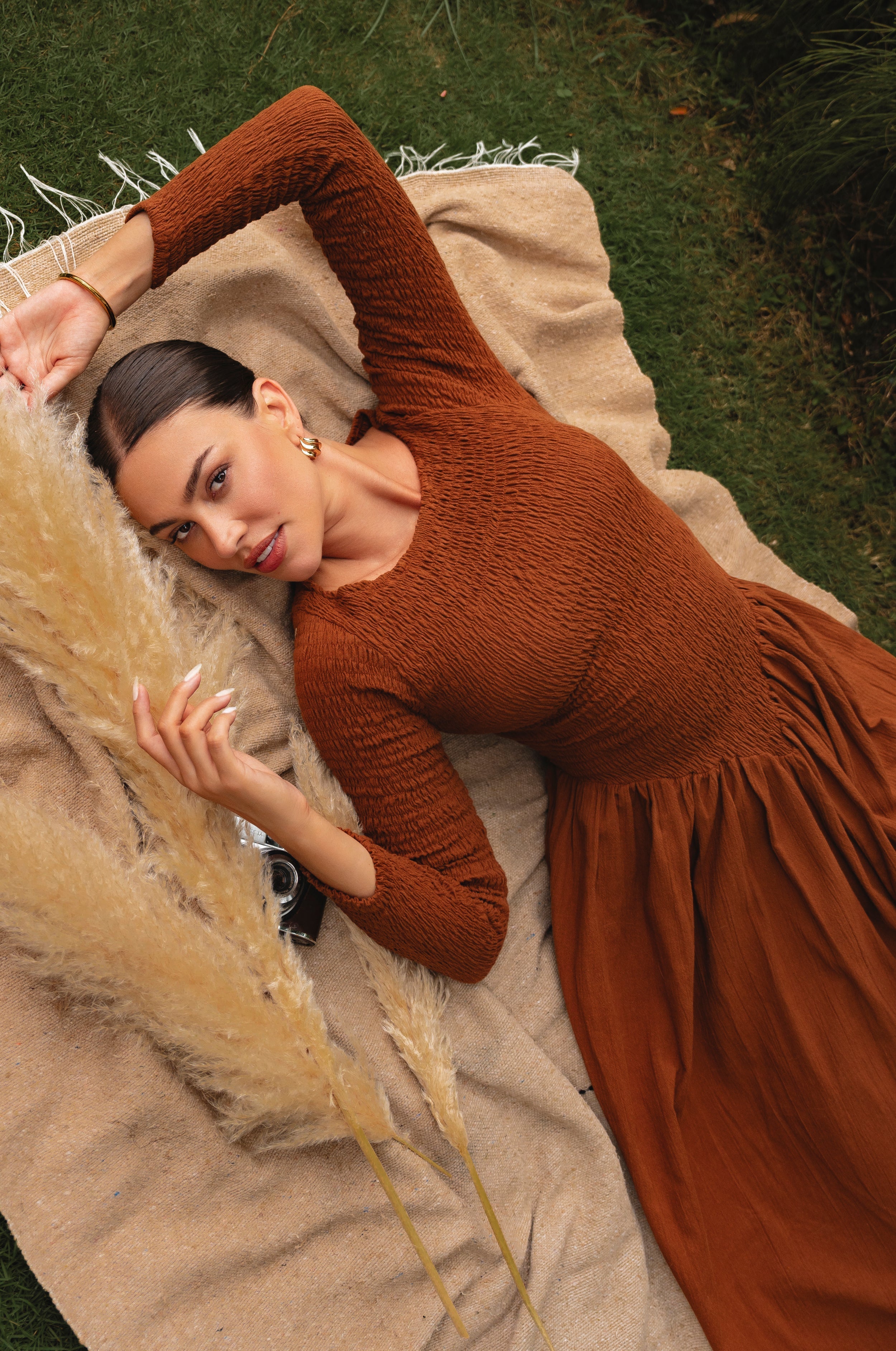Chantilly Long Sleeve Smocked Dress