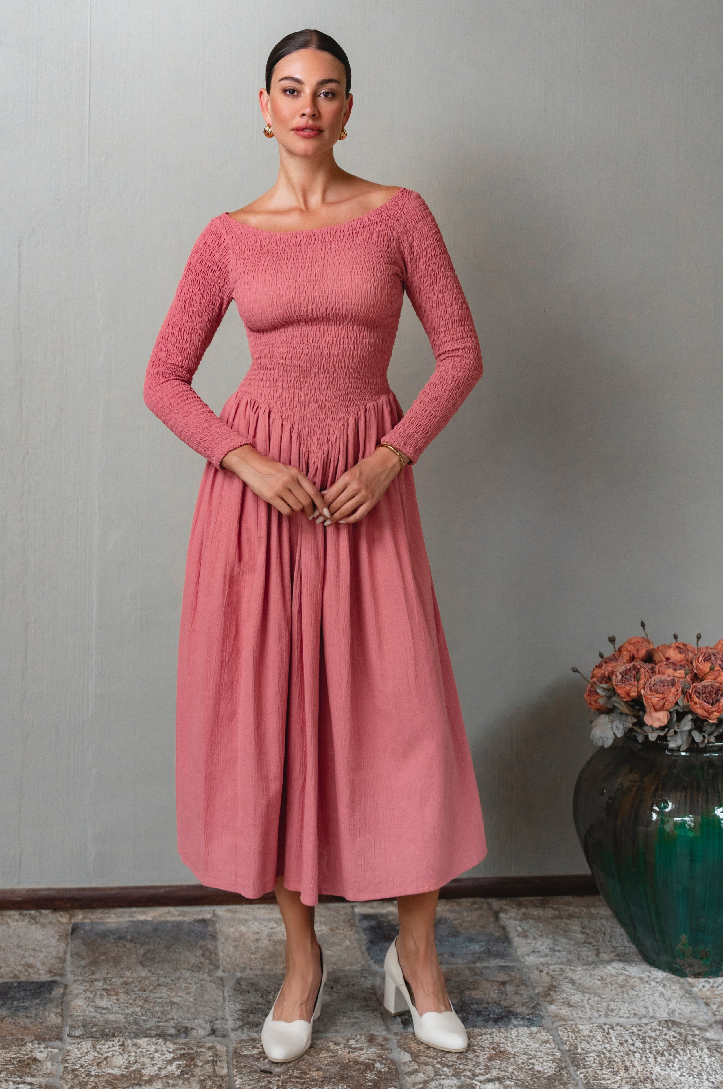 Chantilly Long Sleeve Smocked Dress