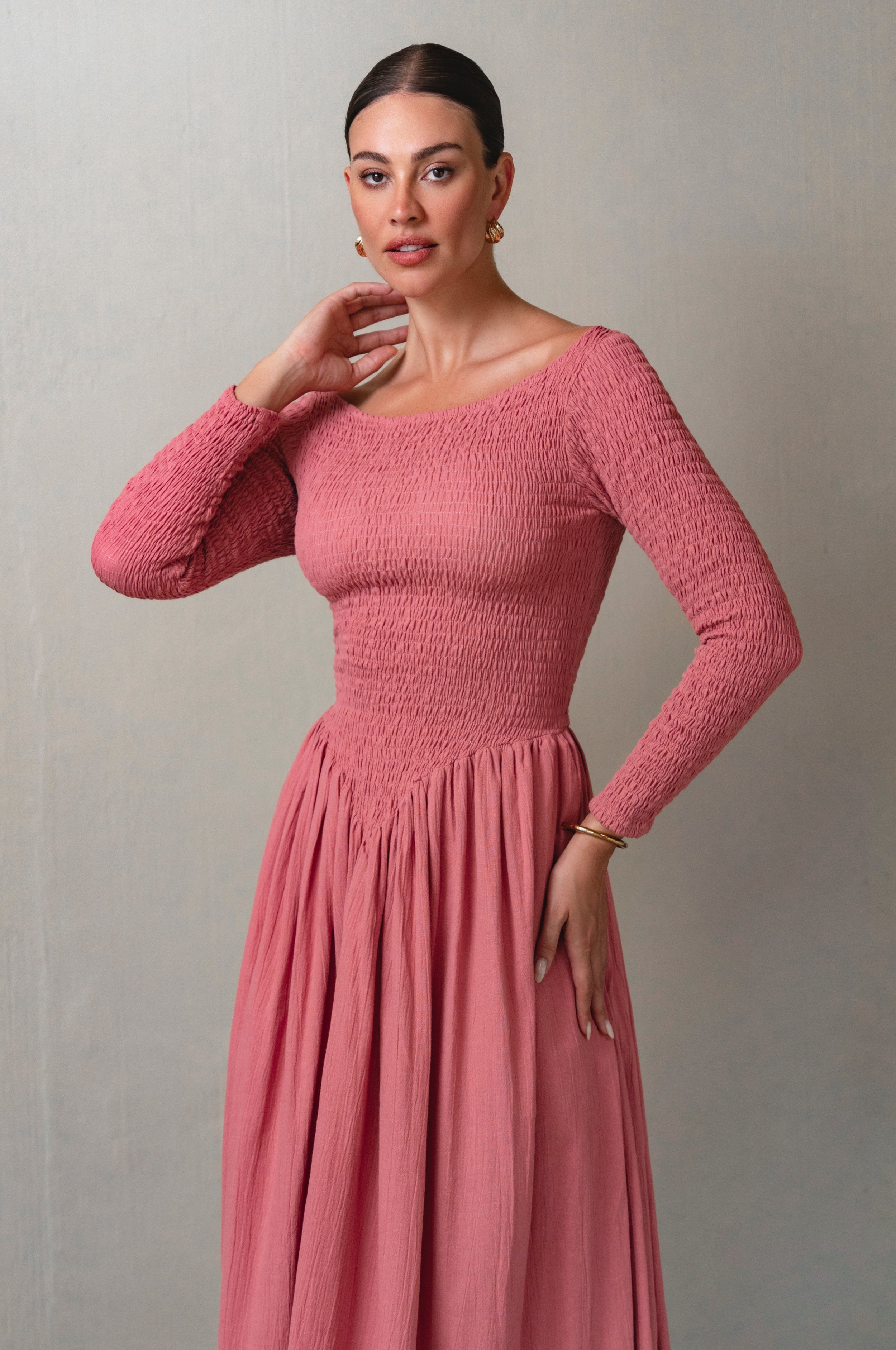 Chantilly Long Sleeve Smocked Dress