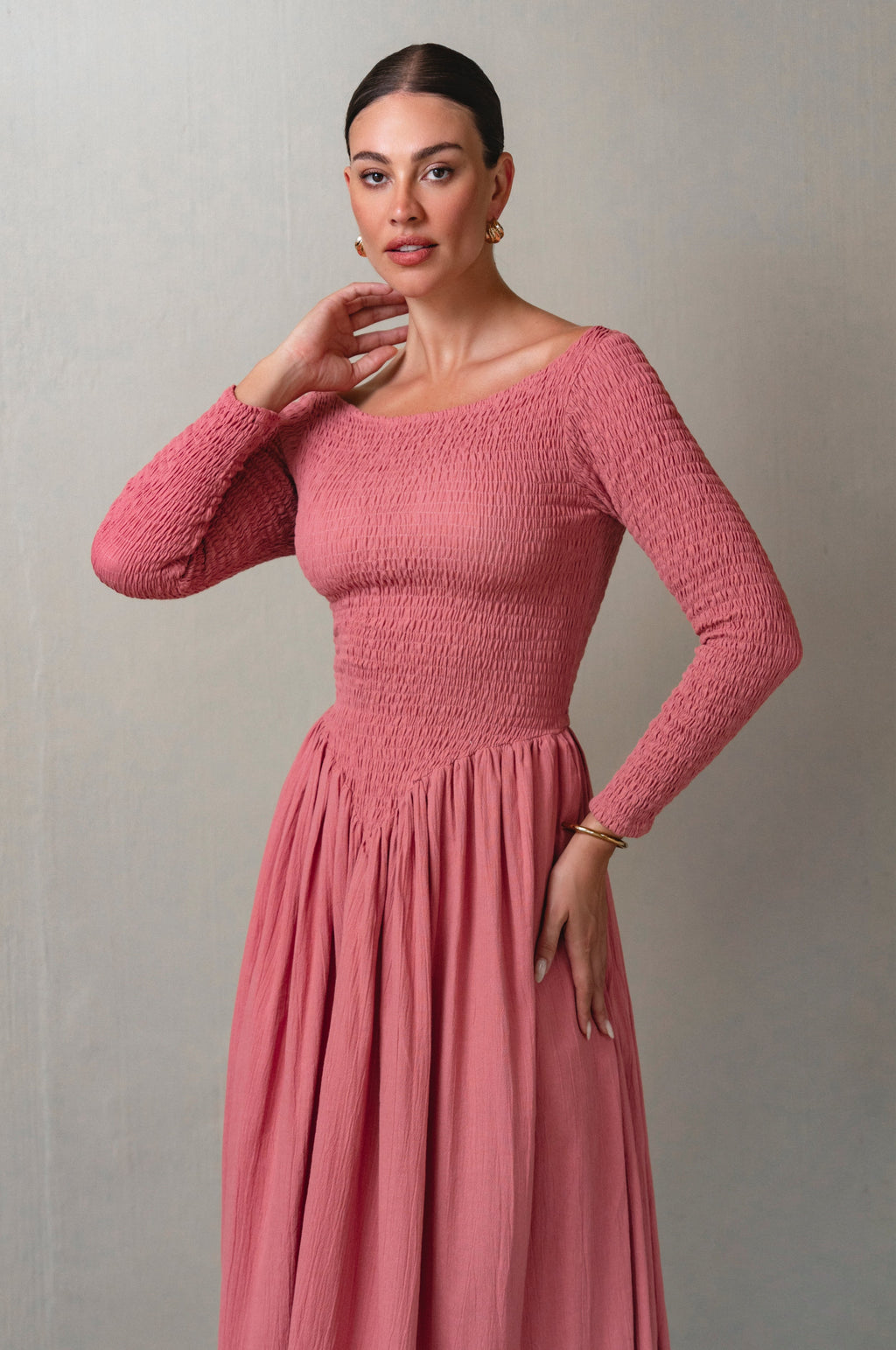 Chantilly Long Sleeve Smocked Dress