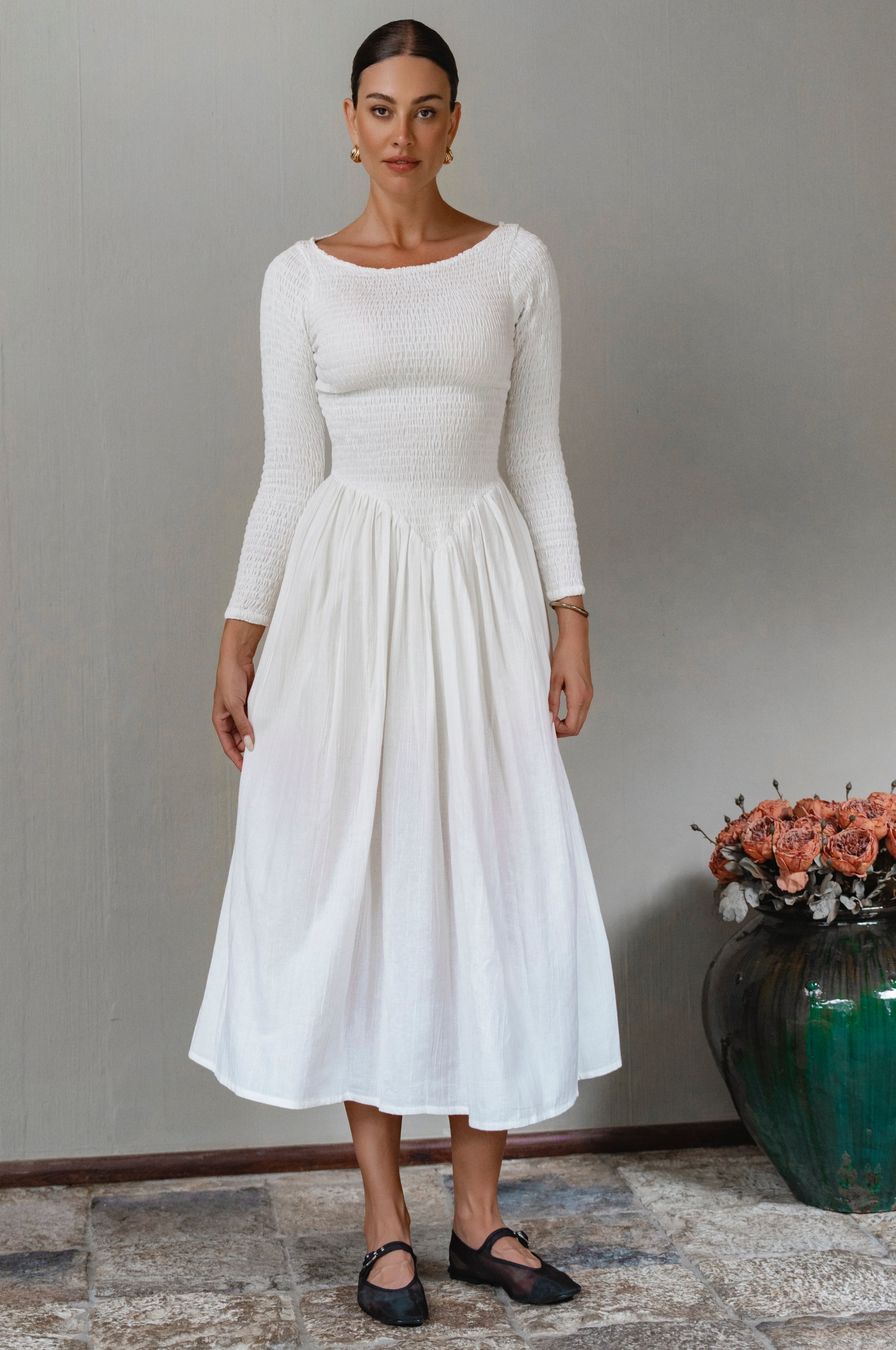 Chantilly Long Sleeve Smocked Dress