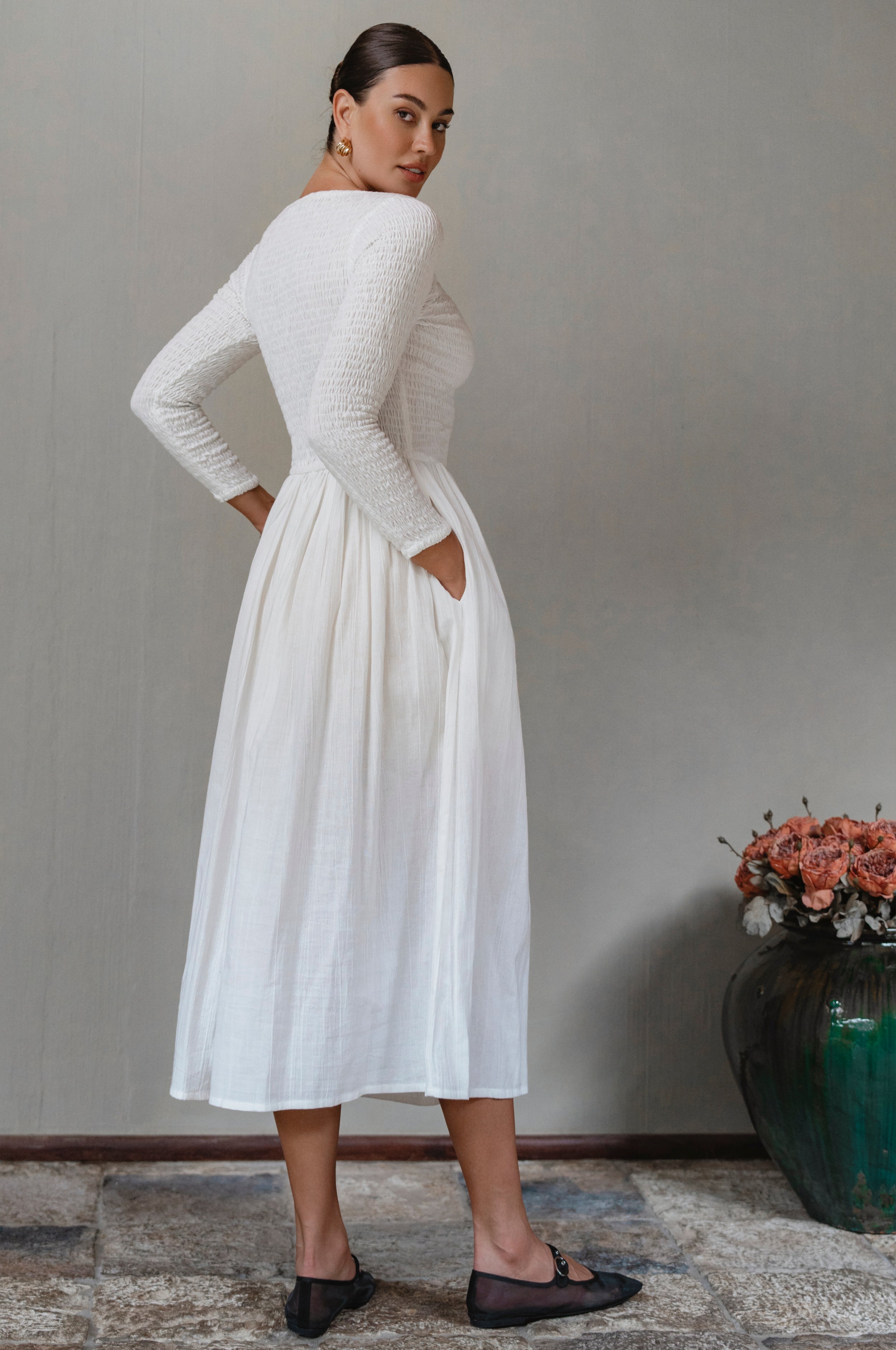 Chantilly Long Sleeve Smocked Dress