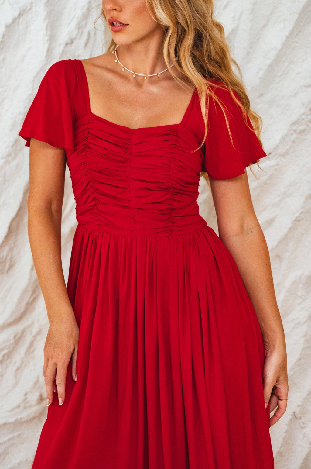 Clemente Gathered Midi Dress