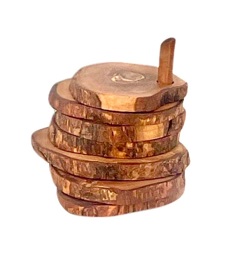 Olive Wood Coaster Set With Holder -7 Pcs