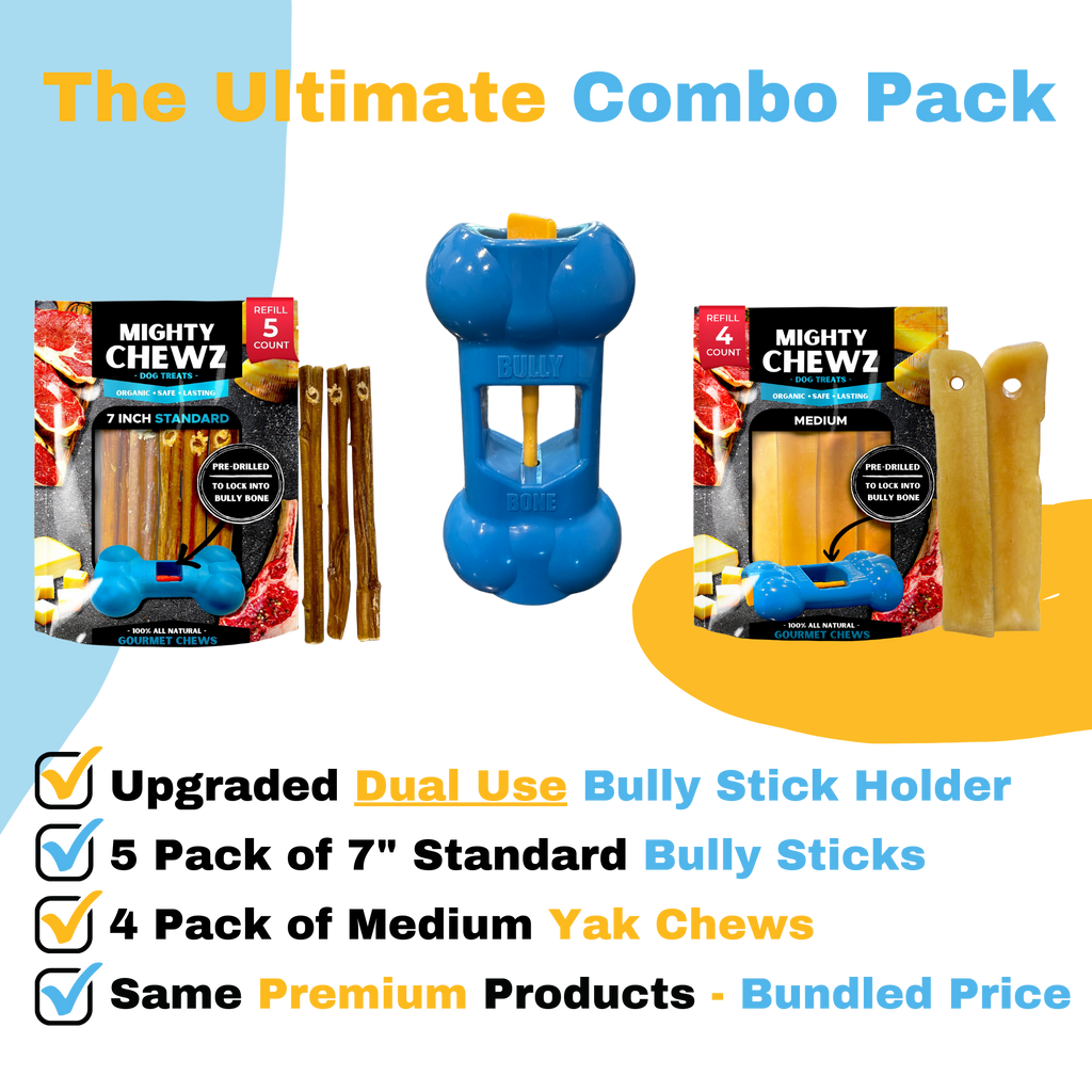 Medium Yak Cheese, Bully Stick and Bully Bone Pro Combo Pack by Mighty Chewz