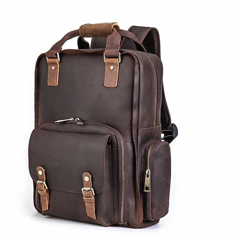 The Gaetano | Large Leather Backpack Camera Bag With Tripod Holder