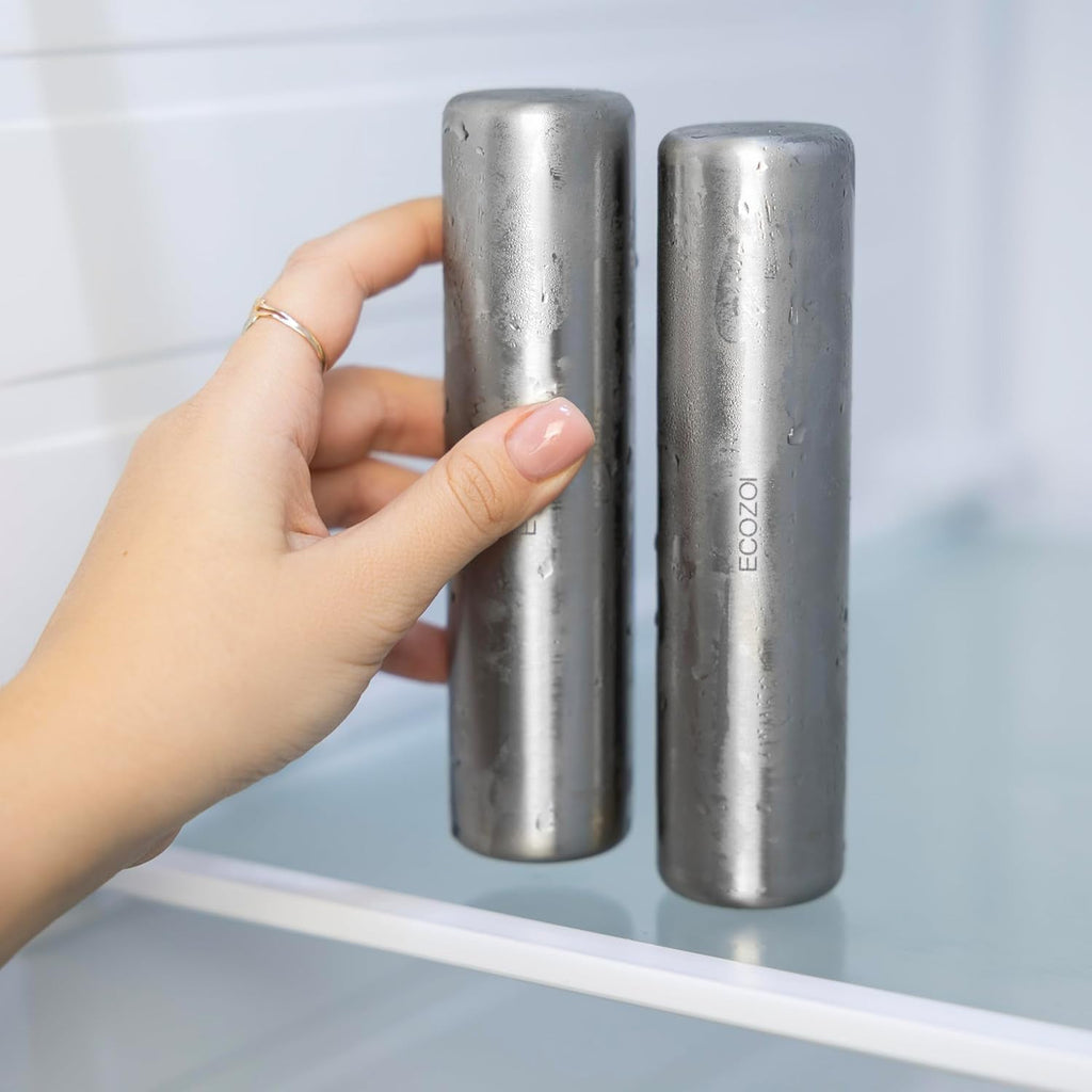 Stainless Steel Ice Packs for Lunch Bags and Coolers, 2 Pack Cylinder Shape