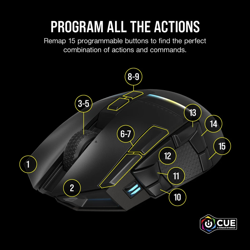 CORSAIR DARKSTAR WIRELESS RGB MMO Gaming MouseC