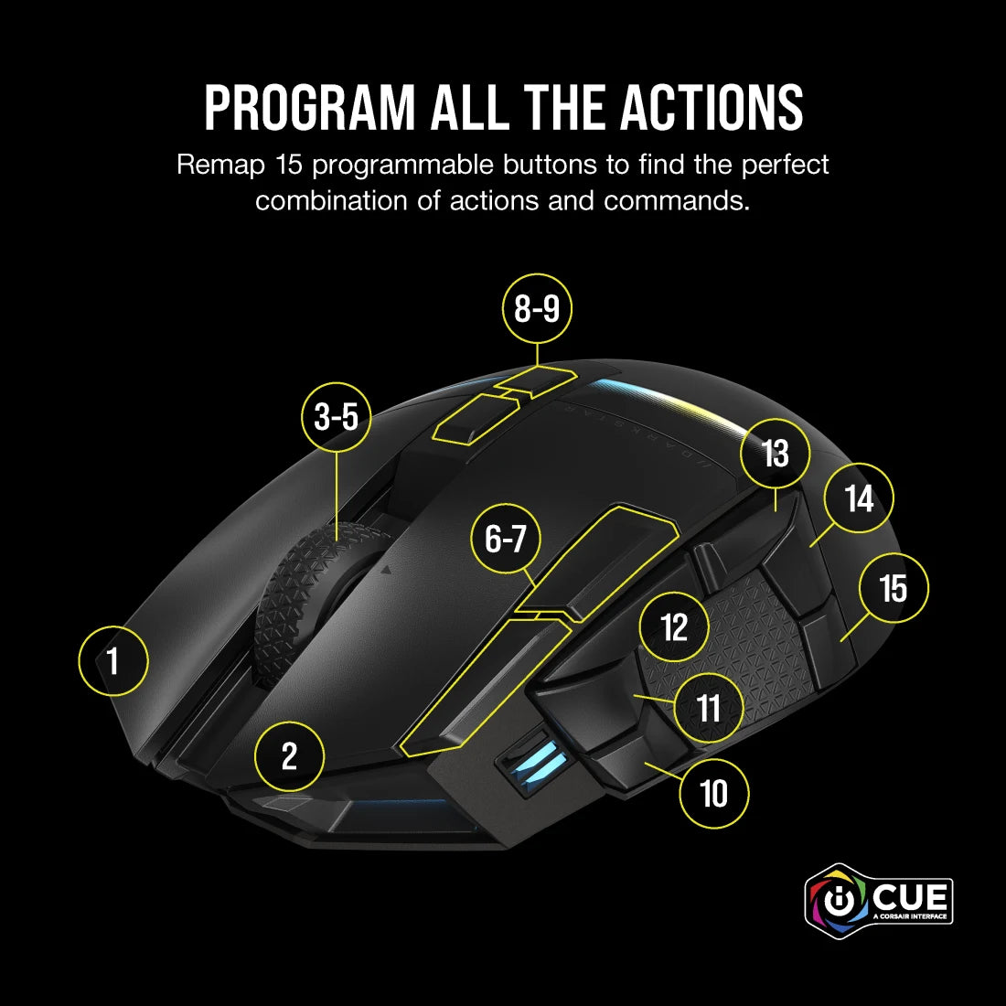 CORSAIR DARKSTAR WIRELESS RGB MMO Gaming MouseC