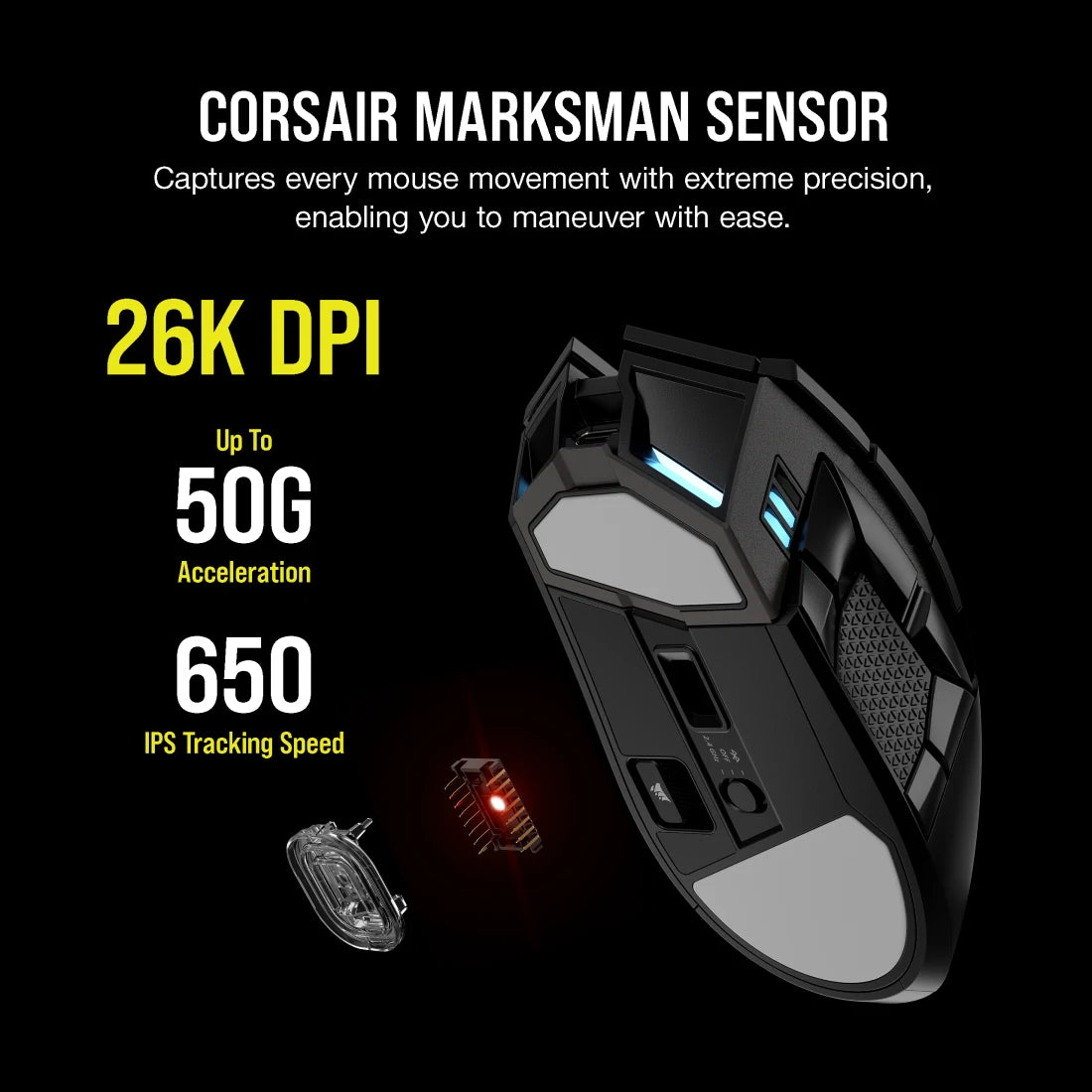 CORSAIR DARKSTAR WIRELESS RGB MMO Gaming MouseC