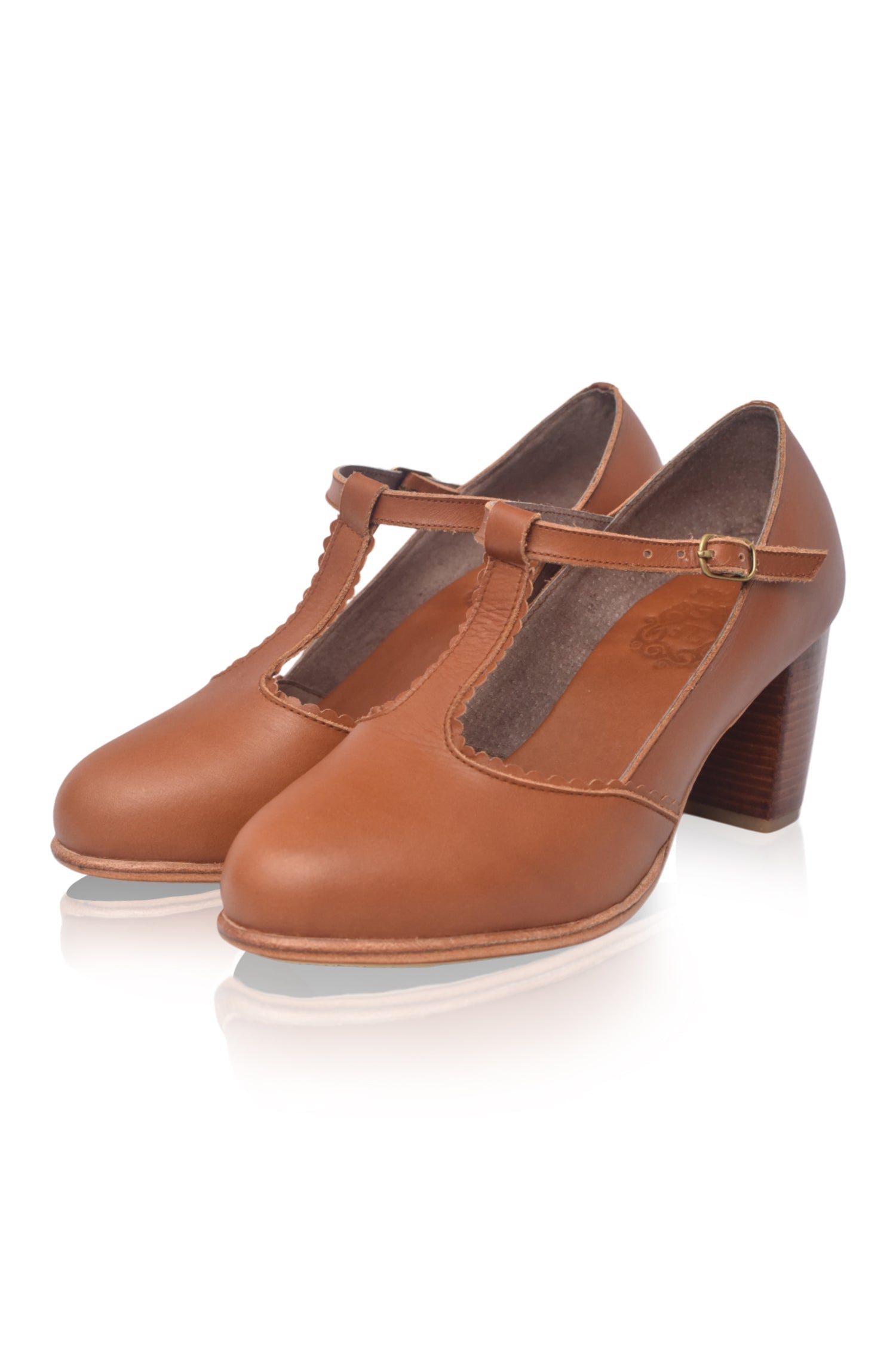 Dawn T-Strap Leather Heels