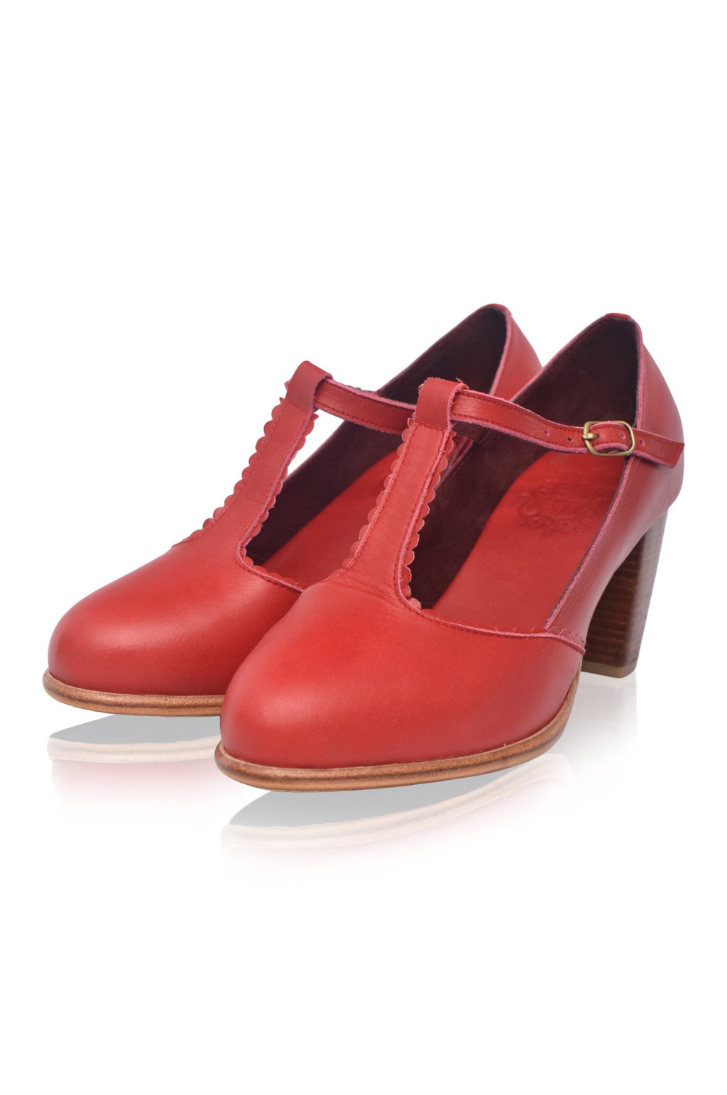 Dawn T-Strap Leather Heels
