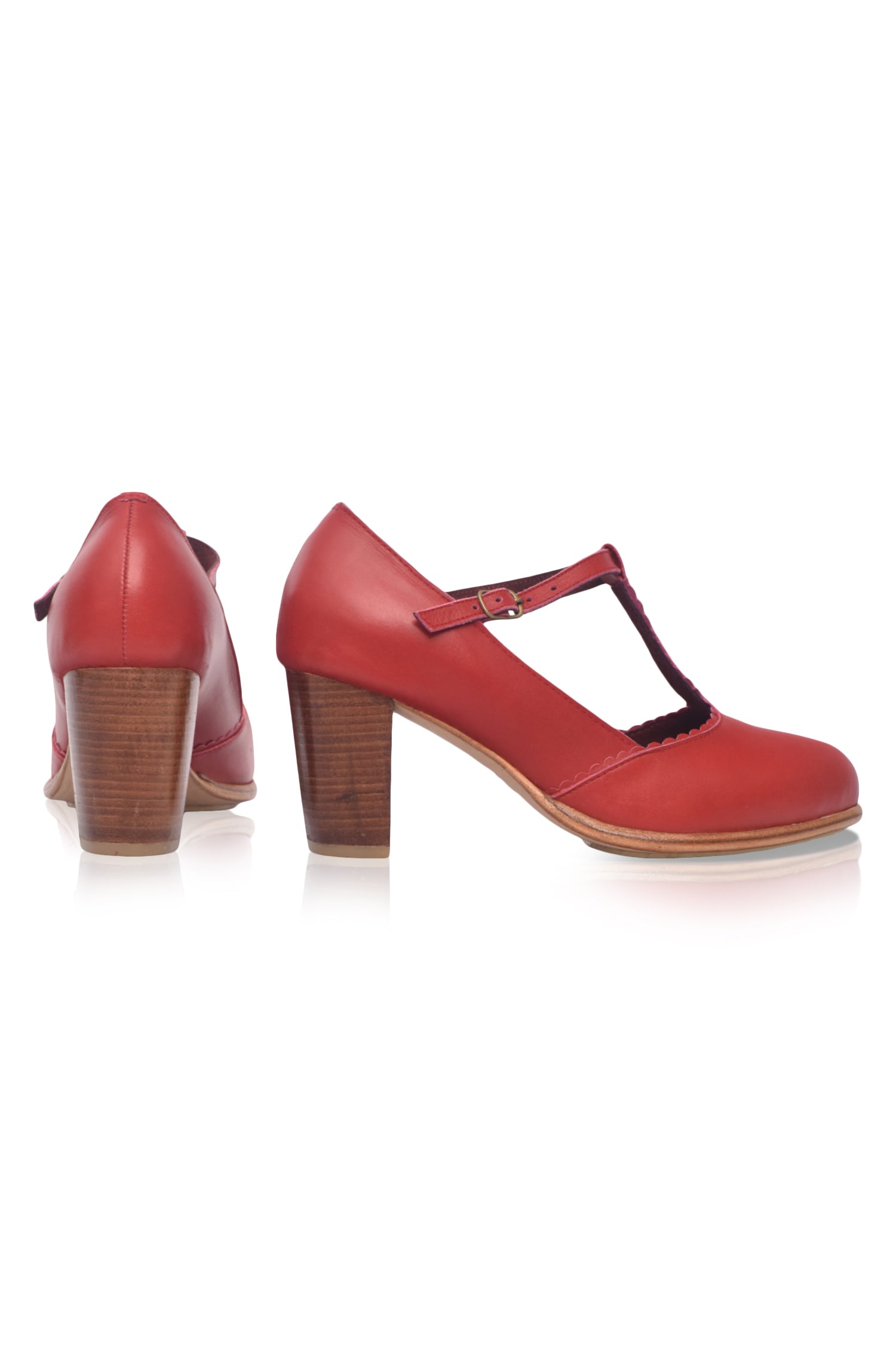 Dawn T-Strap Leather Heels