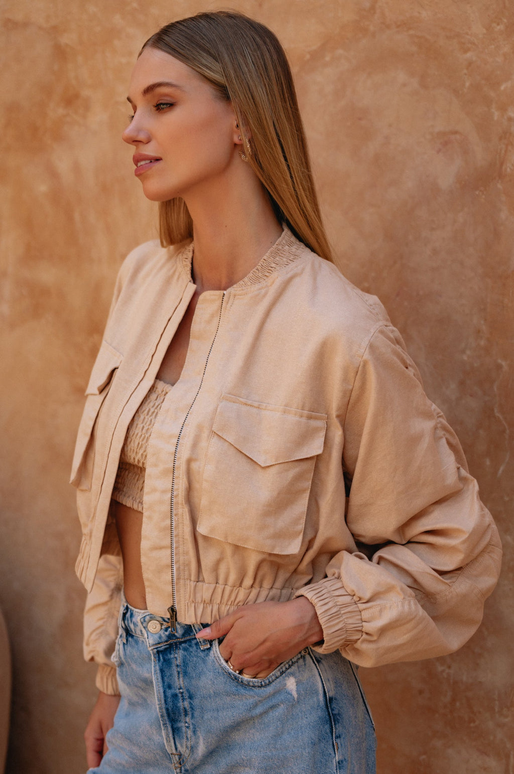 Denver Linen Bomber Jacket