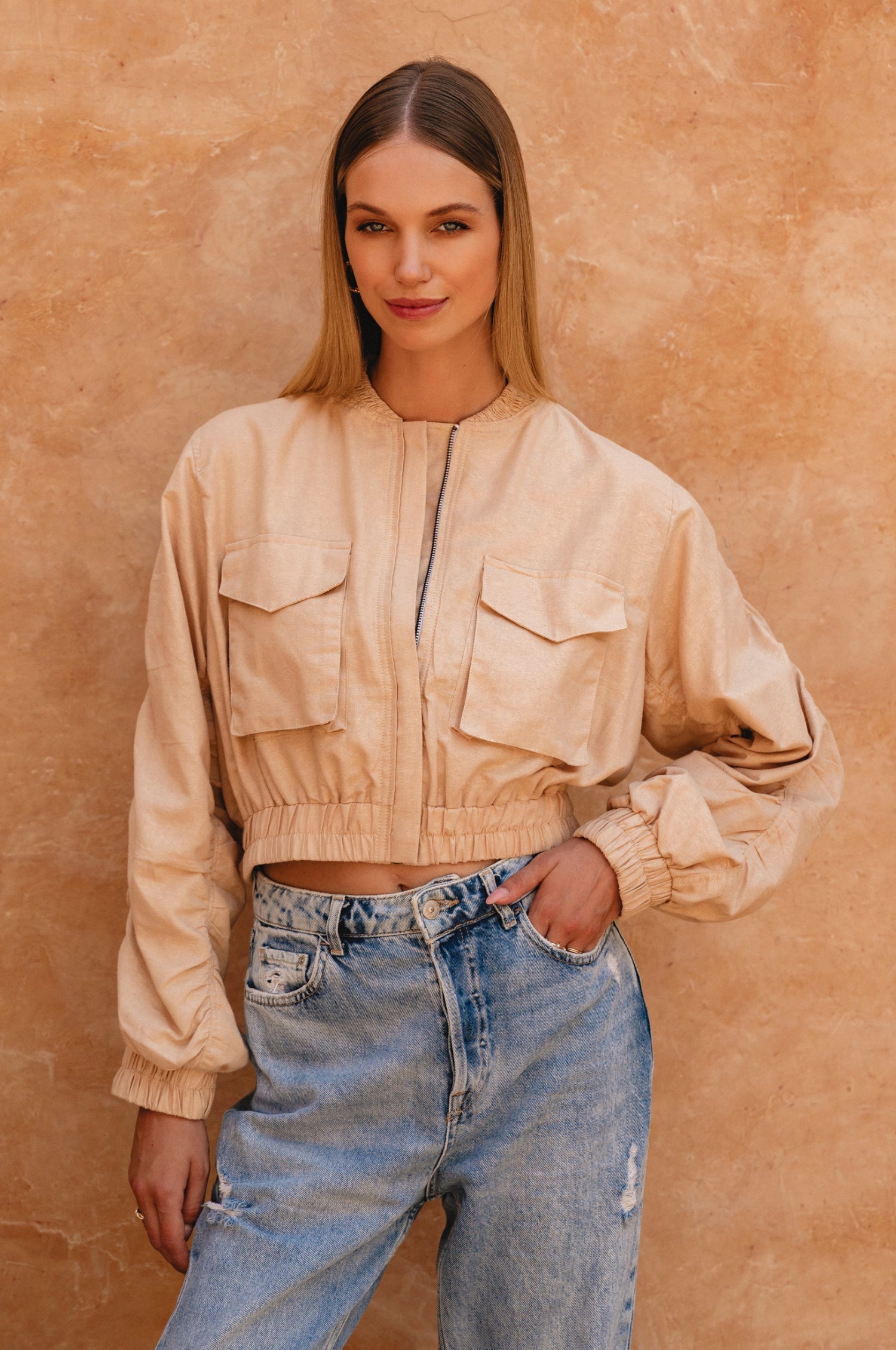Denver Linen Bomber Jacket