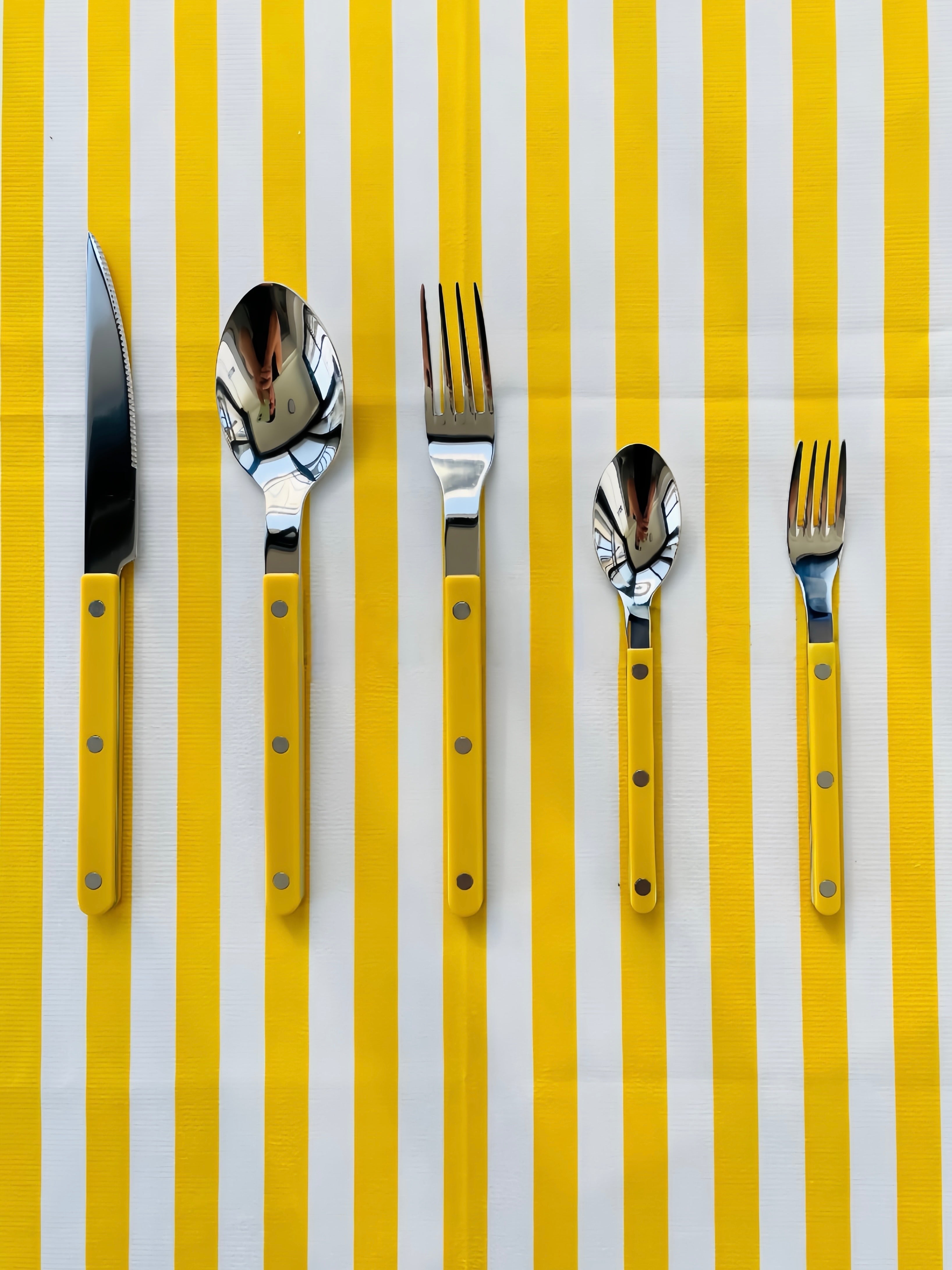 Set of 10 Dopamine Stainless Steel Rivet Flatware, Contemporary Bistrot Style Cutlery