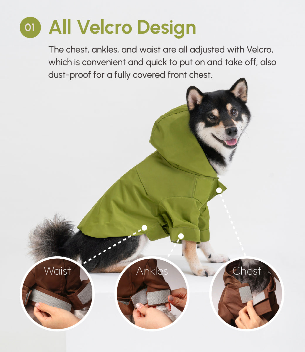Tribeca Adjustable Velcro Raincoat - Olive