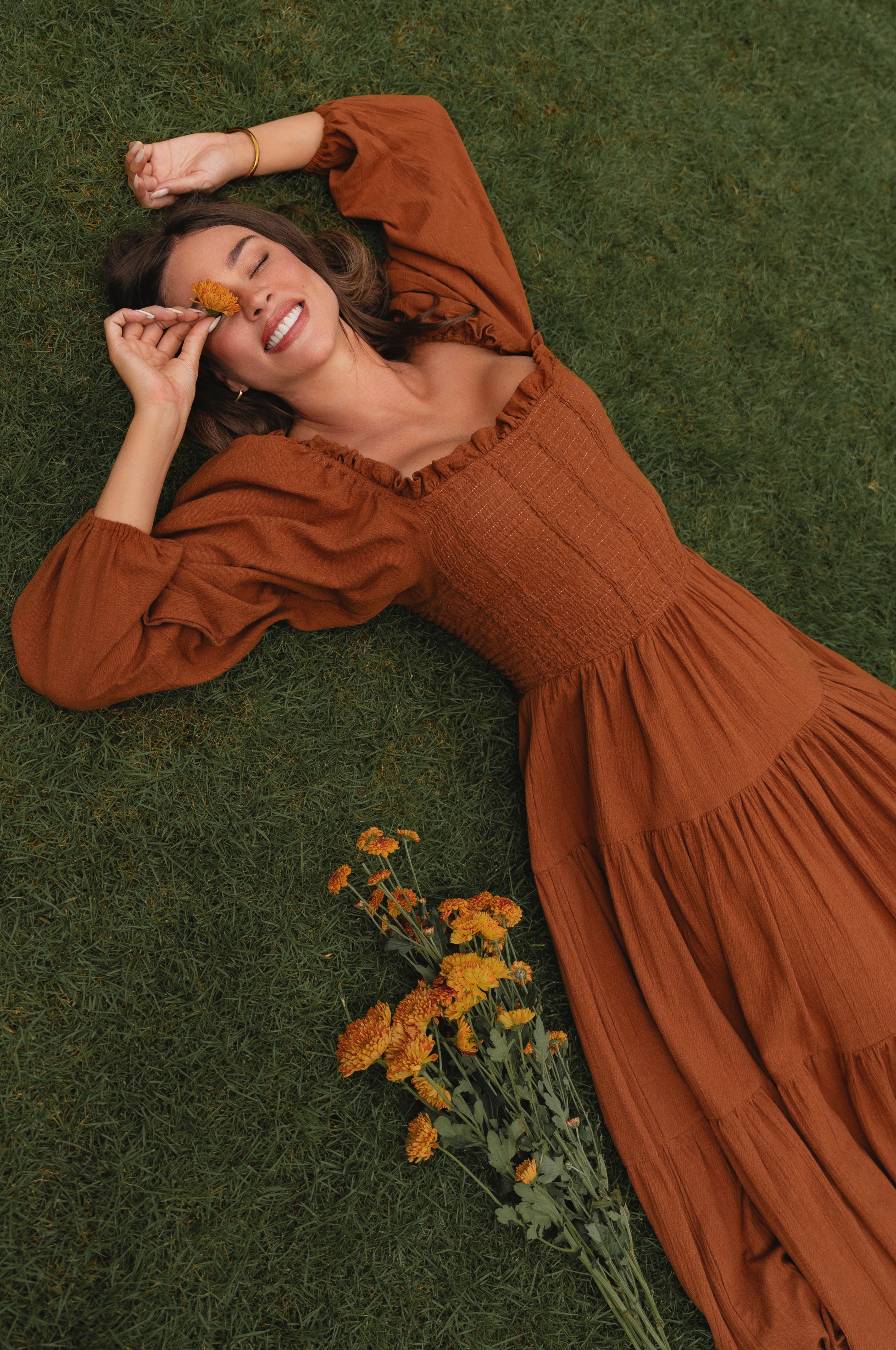 Evangeline Tiered Linen Midi Dress