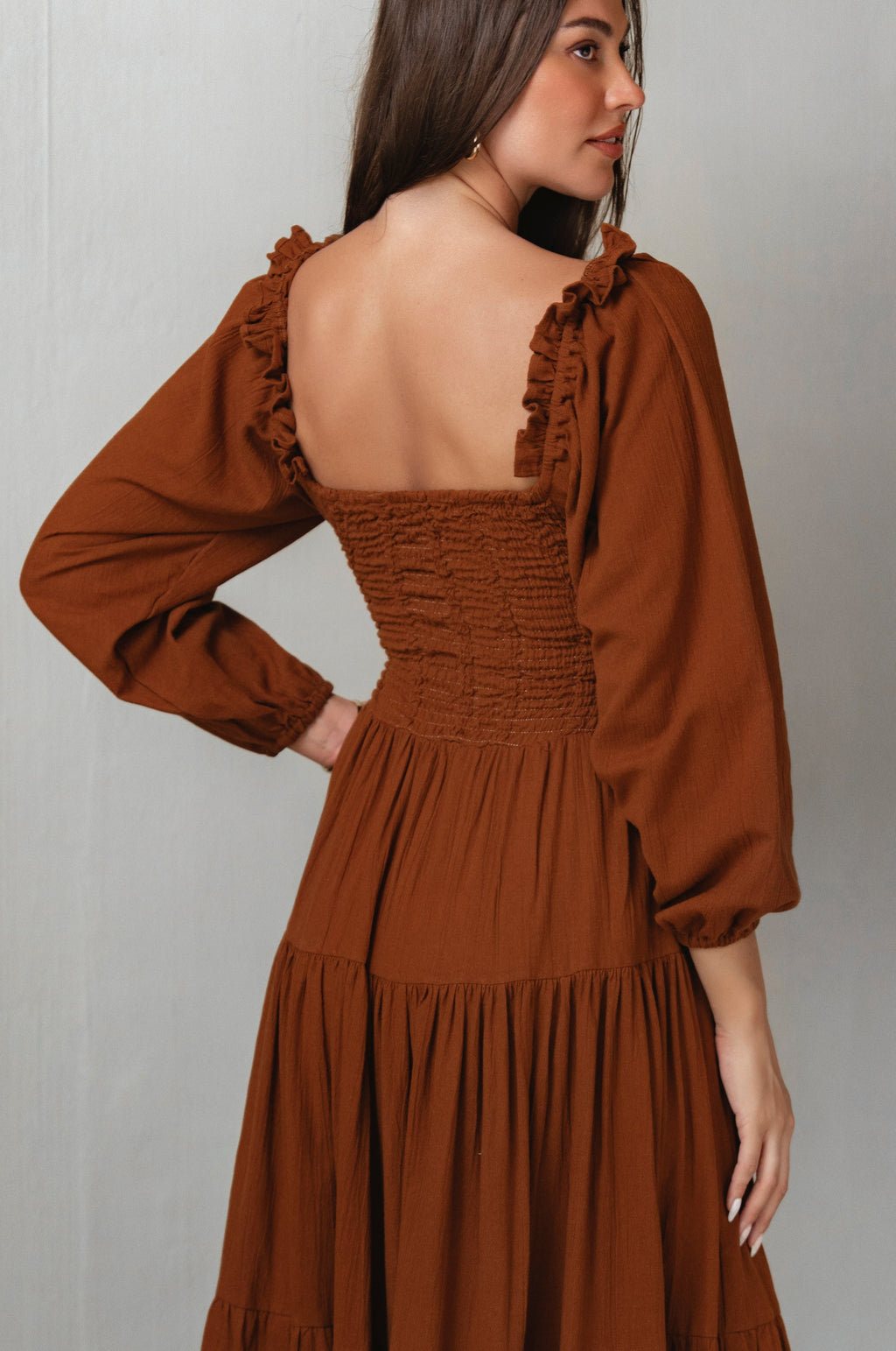 Evangeline Tiered Linen Midi Dress