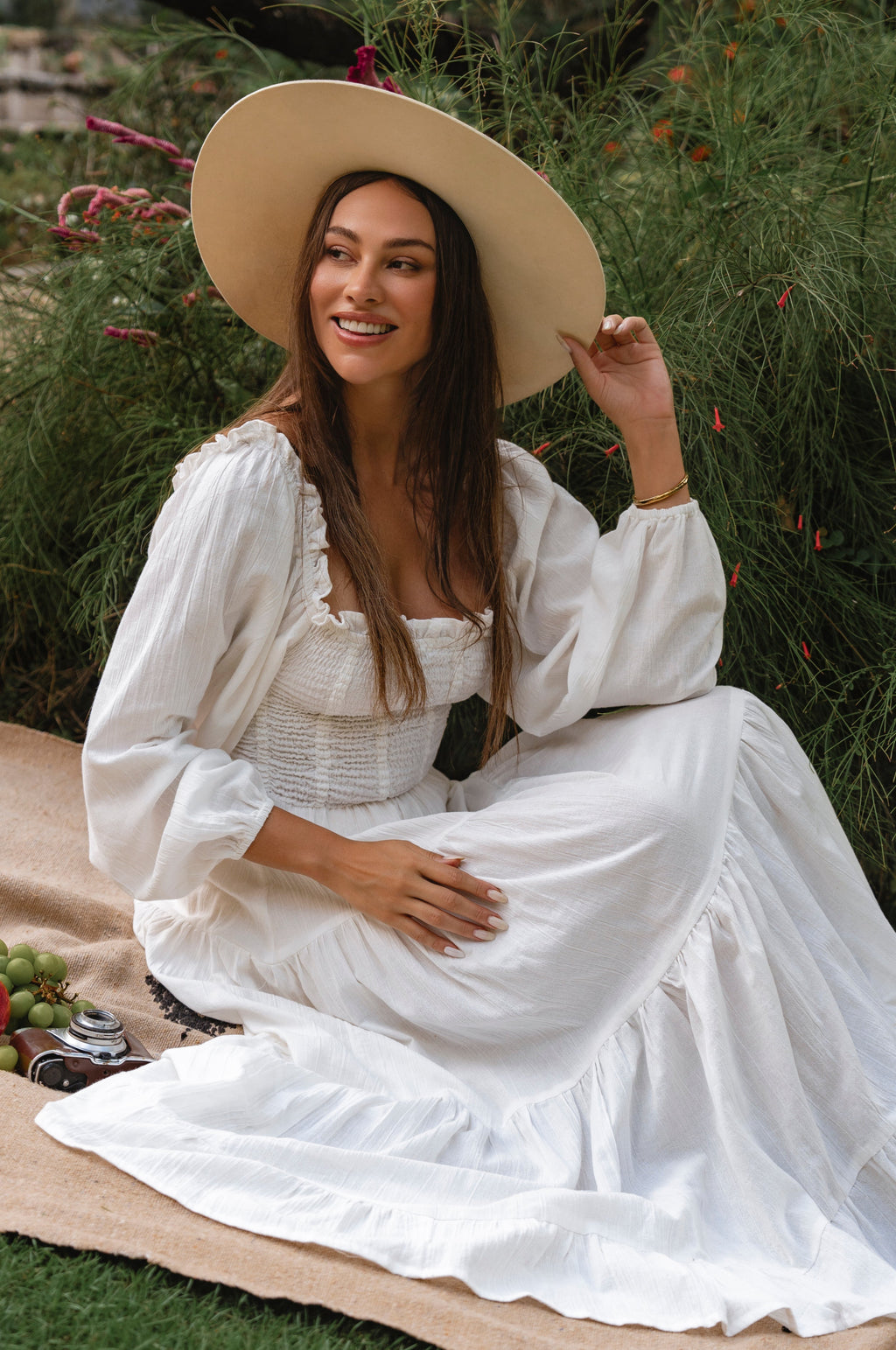 Evangeline Tiered Linen Midi Dress