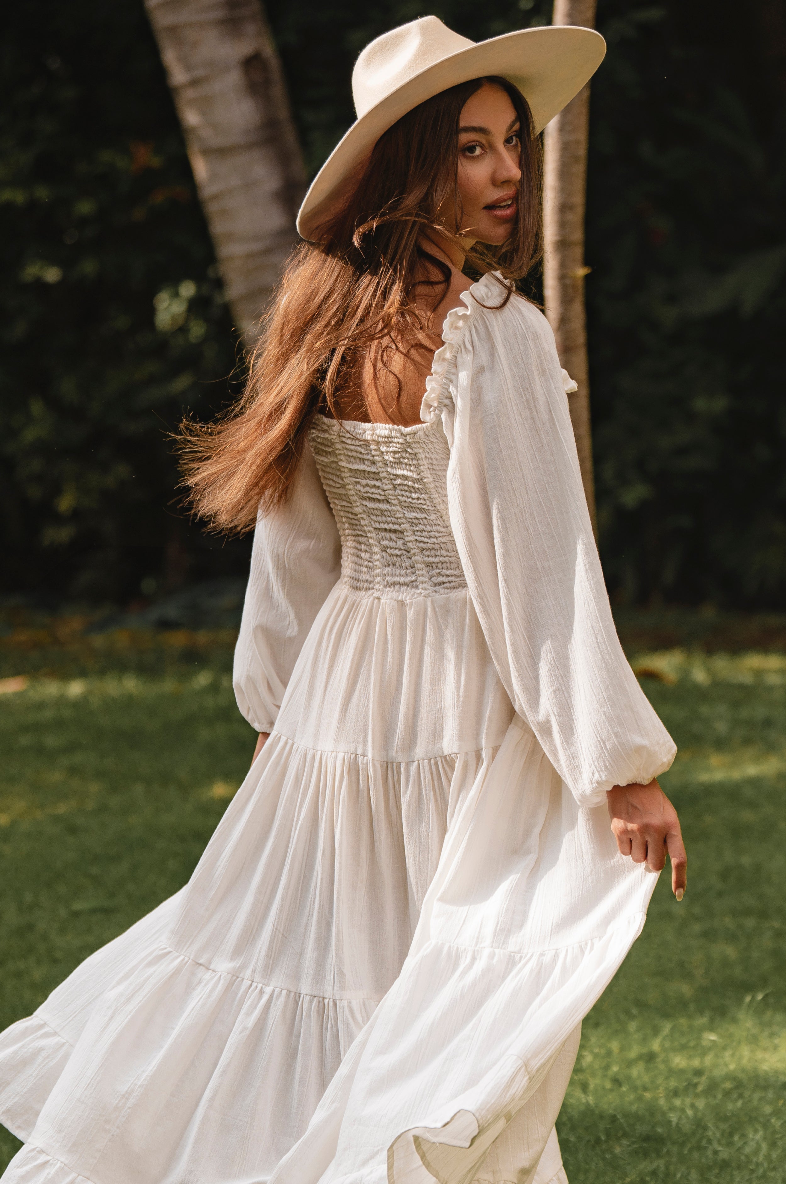 Evangeline Tiered Linen Midi Dress