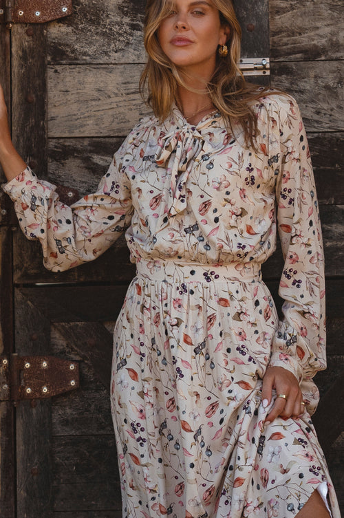 Evelina Long Sleeve Midi Dress