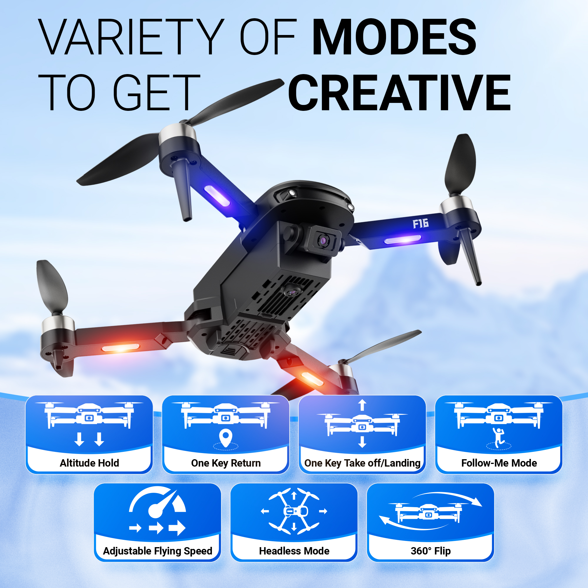Contixo F16 Stunt Drone - 1080P HD Camera, Foldable Design, Wi-Fi FPV, 16-Min Flight - 2024 by Contixo