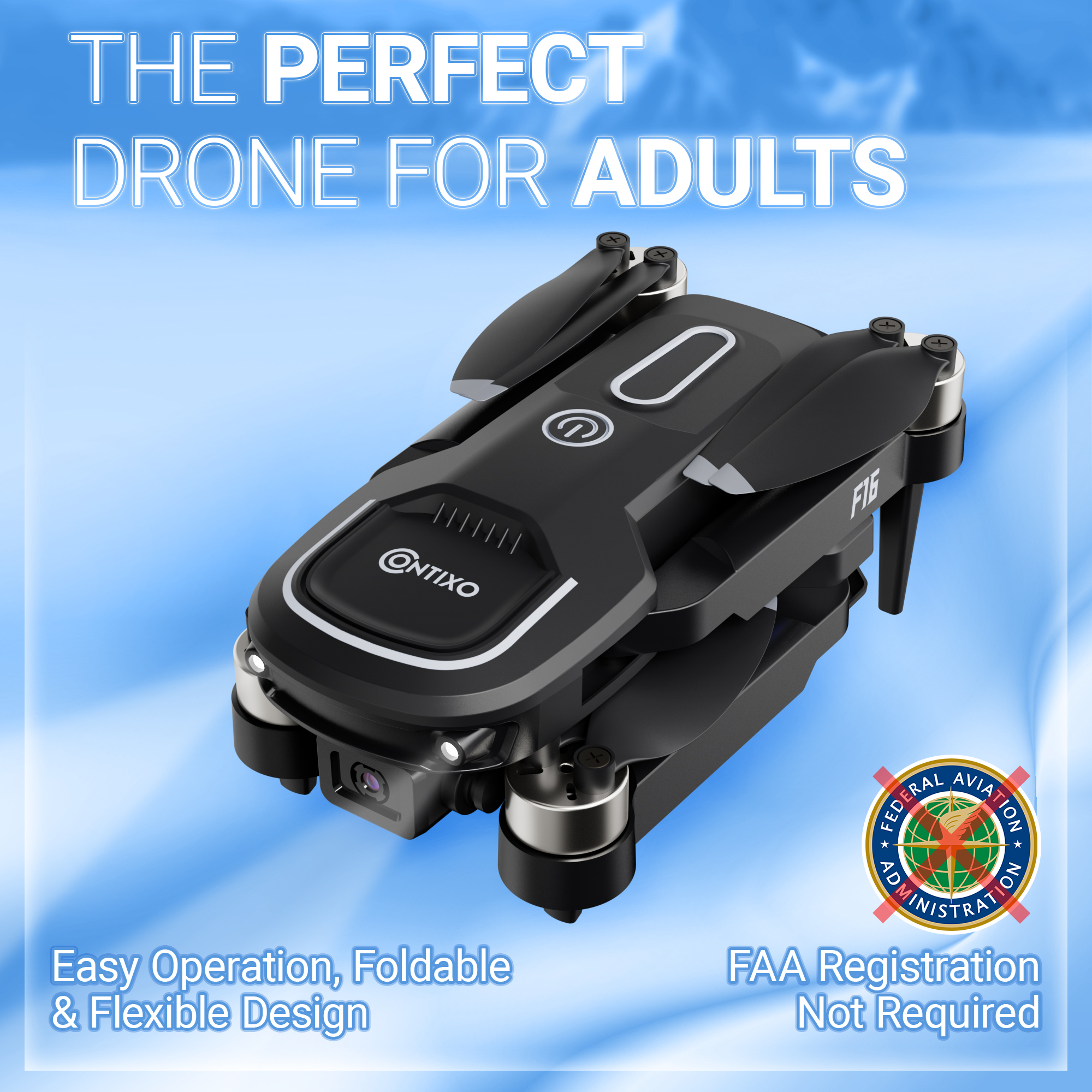 Contixo F16 Stunt Drone - 1080P HD Camera, Foldable Design, Wi-Fi FPV, 16-Min Flight - 2024 by Contixo