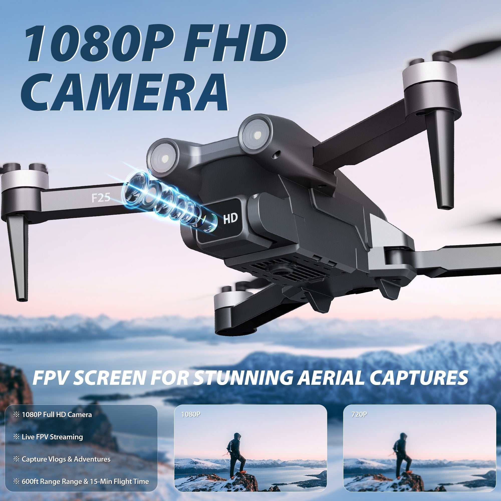 Contixo F25 Mini Drone - 1080p FHD Camera, GPS, 4.3- FPV Screen, Smart Flight Modes, Brushless Motors, Auto Return, FAA-Exempt, by Contixo