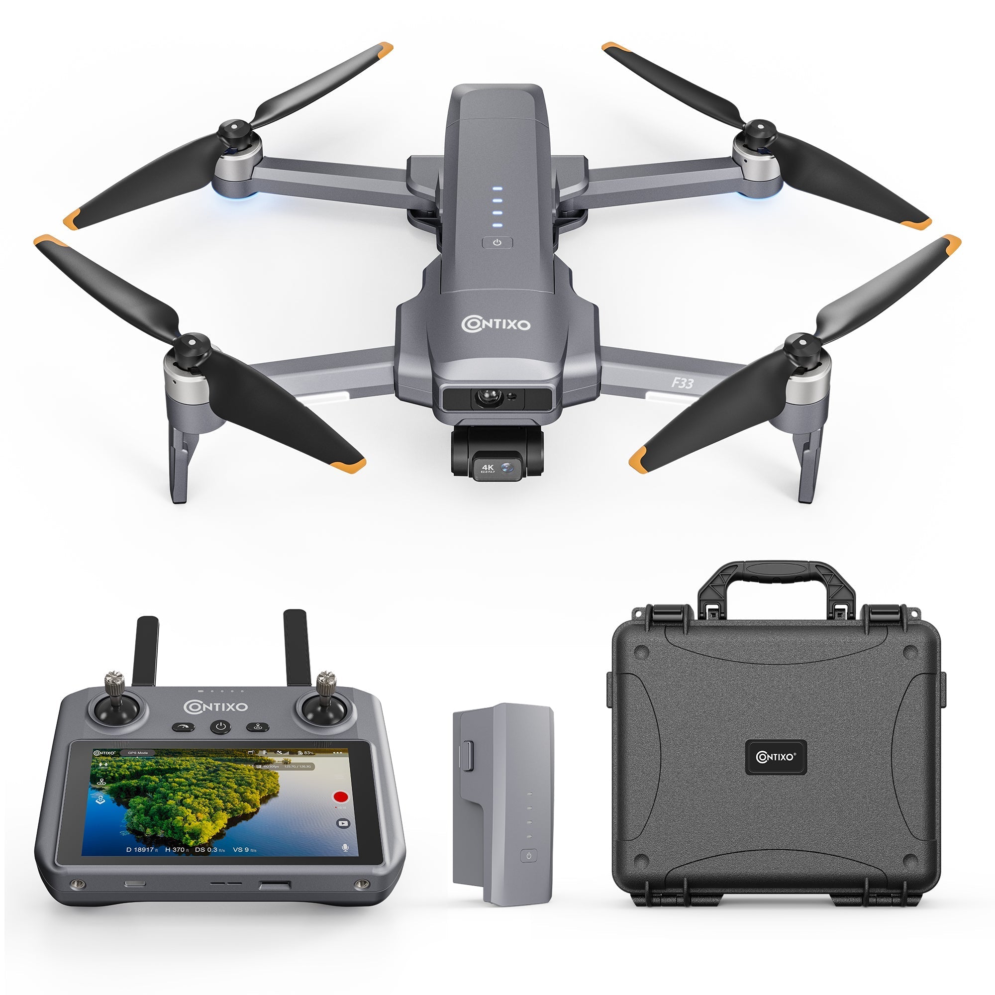 Contixo F33 Vortex - Professional 4K UHD GPS Drone - 42 Min Flight, Brushless Motors, Advanced Smart Modes by Contixo