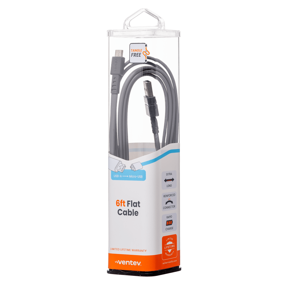 Ventev Flat USB-A to Micro-USB High Speed Tangle-Free 6 Foot Cable by Ventev