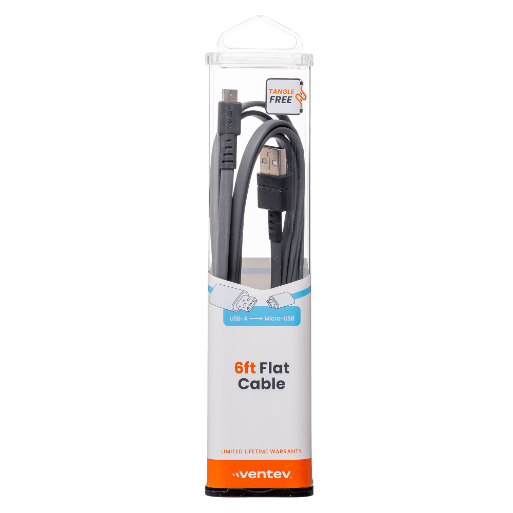 Ventev Flat USB-A to Micro-USB High Speed Tangle-Free 6 Foot Cable by Ventev