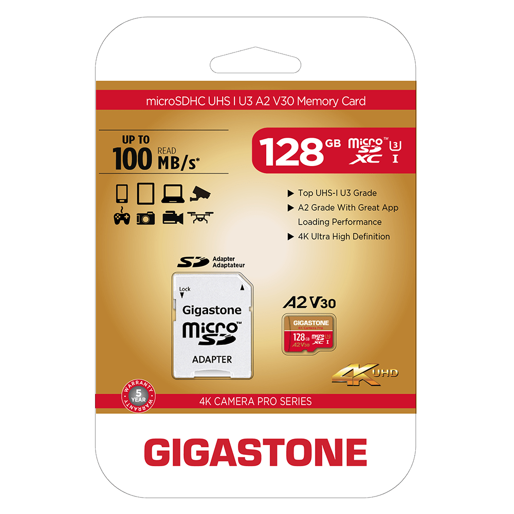 Gigastone MicroSD A2 V30 Memory Card 128GB by Gigastone