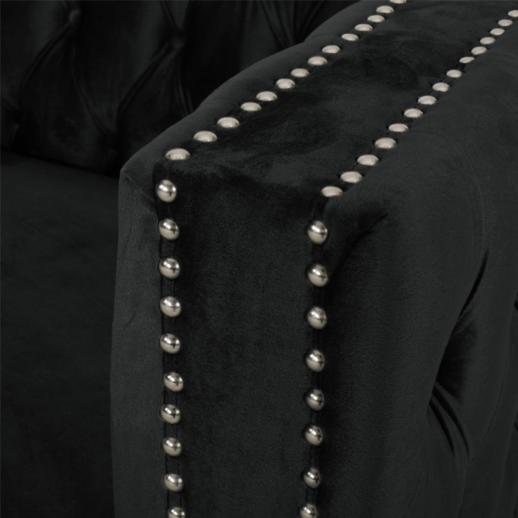 Tufted Velvet Sectional Storage Sofa With Chaise Lounge
