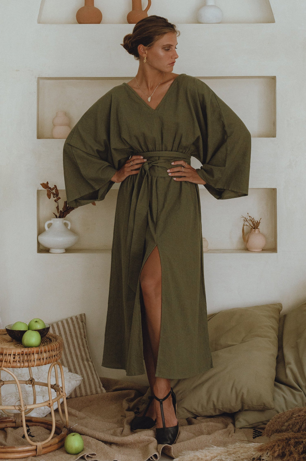 Hana Linen Kimono Dress