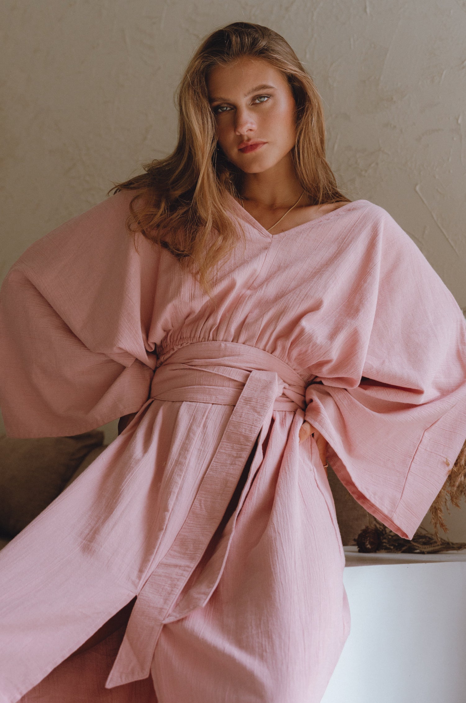 Hana Linen Kimono Dress