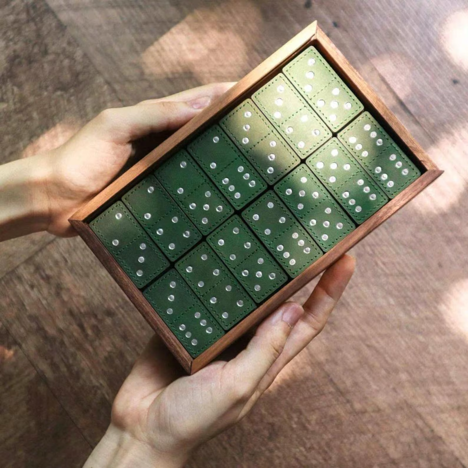 Handcrafted Leather Domino Set