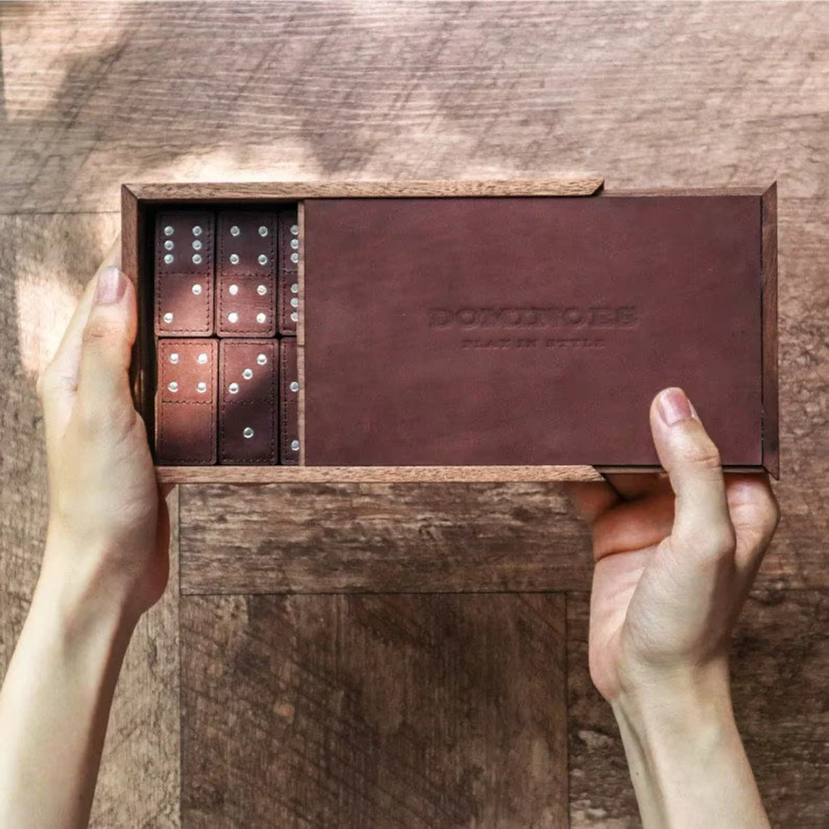 Handcrafted Leather Domino Set