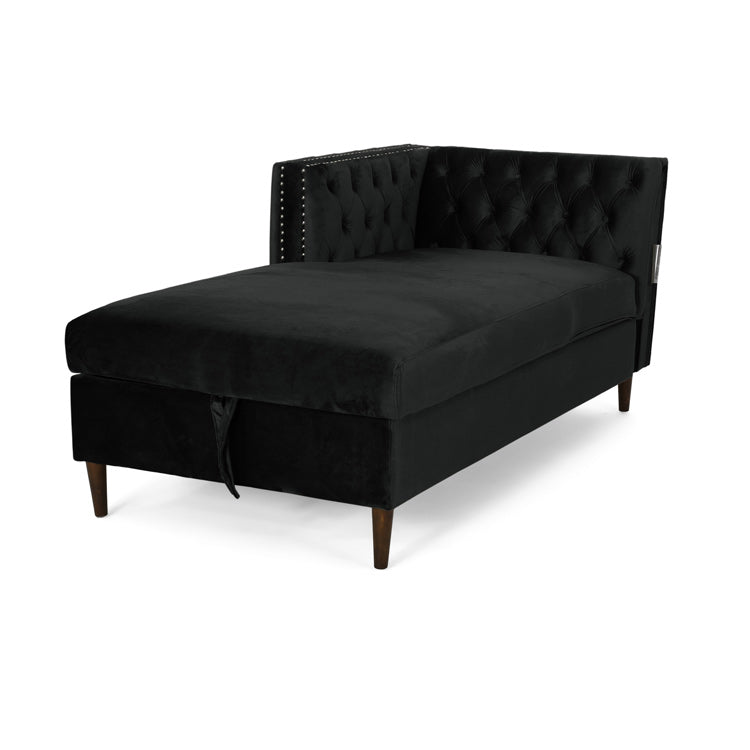 Tufted Velvet Sectional Storage Sofa With Chaise Lounge