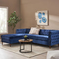 Tufted Velvet Sectional Storage Sofa With Chaise Lounge