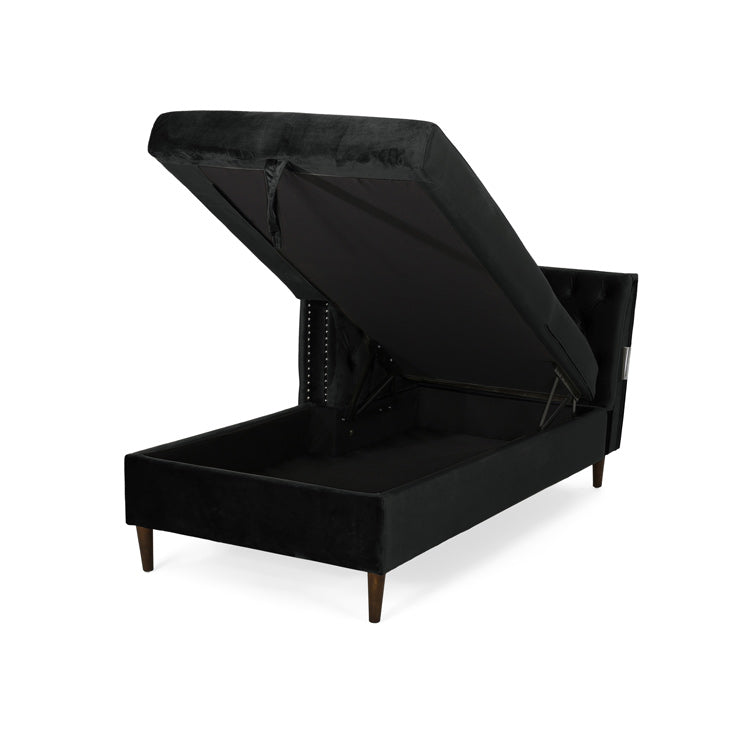 Tufted Velvet Sectional Storage Sofa With Chaise Lounge