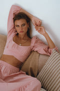 Helsa Long Sleeve Linen Top