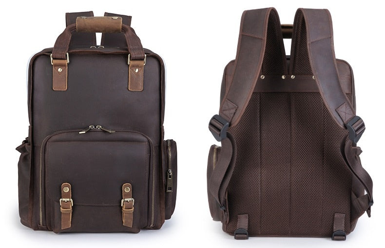 The Gaetano | Large Leather Backpack Camera Bag With Tripod Holder